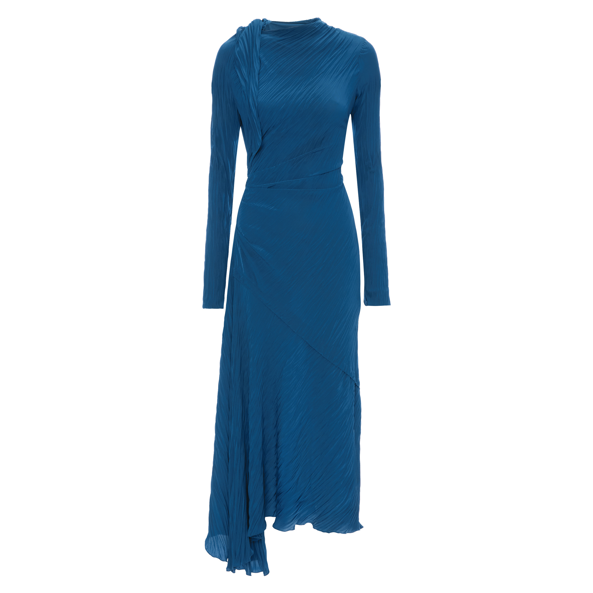 Long Sleeve Plisse Midi Dress