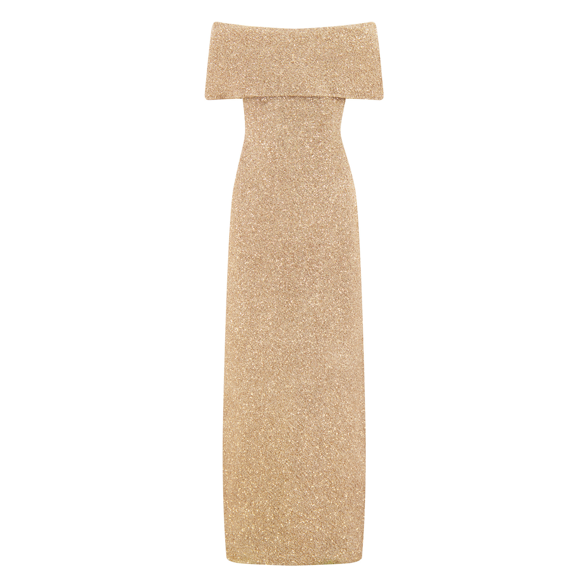 Deedie Sequin Knit Off-The-Shoulder Gown