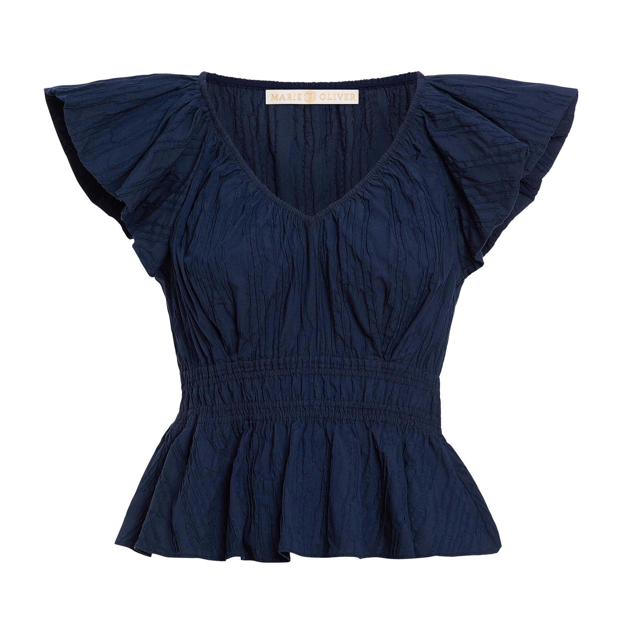 Lydia Puff-Sleeve Peplum Blouse