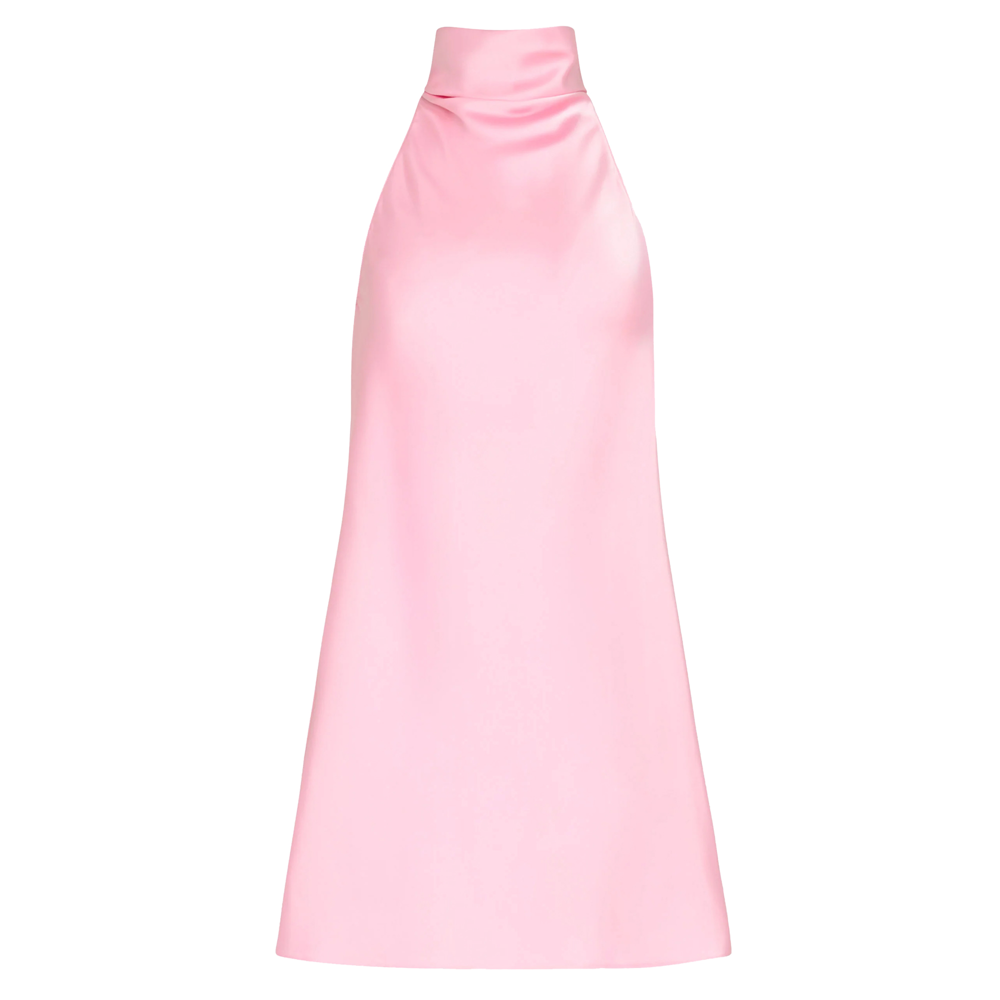 Calypso Sleeveless High Cowl Neck Satin Mini Dress