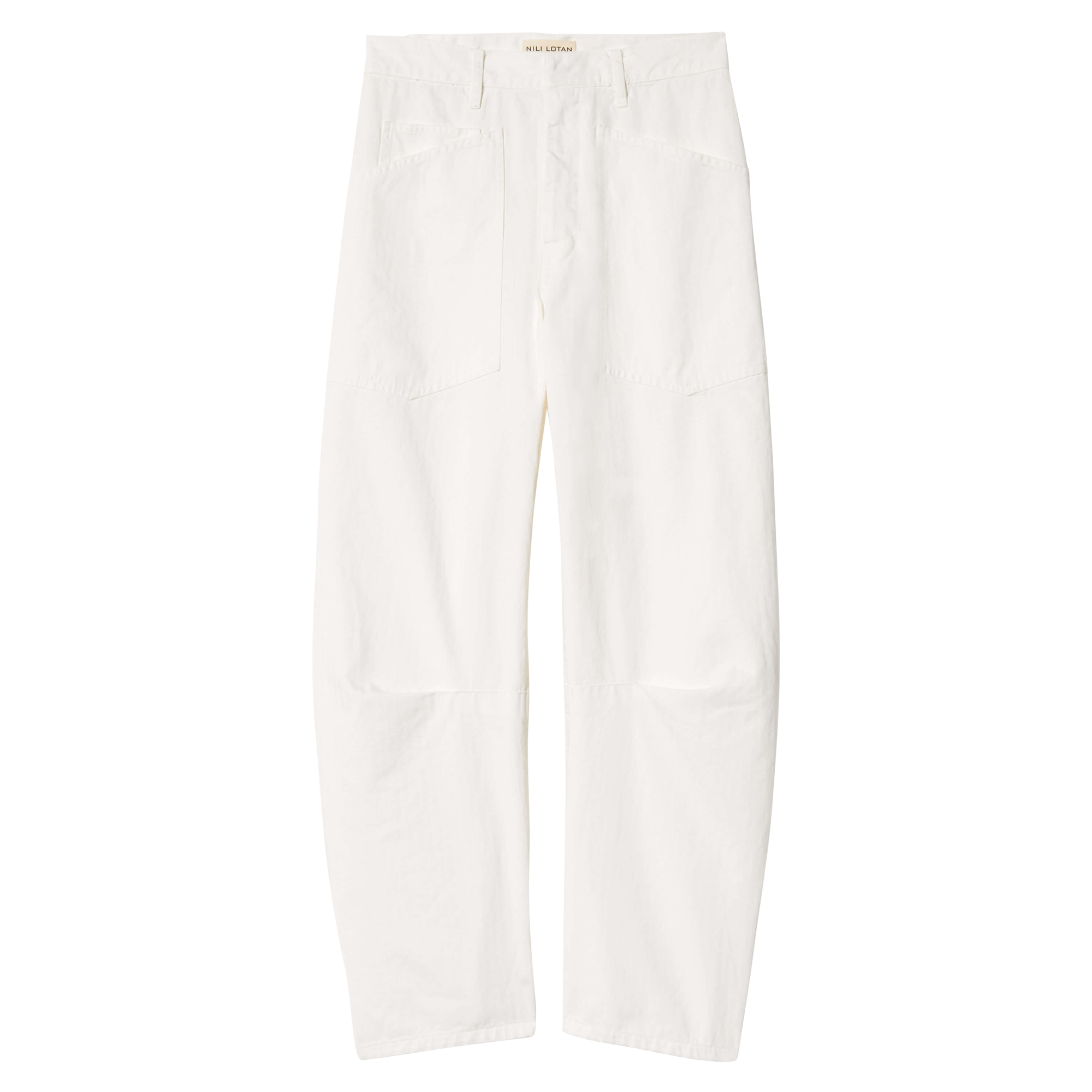 Shon Wide-Leg Herringbone Mid-Rise Barrel Leg Pant