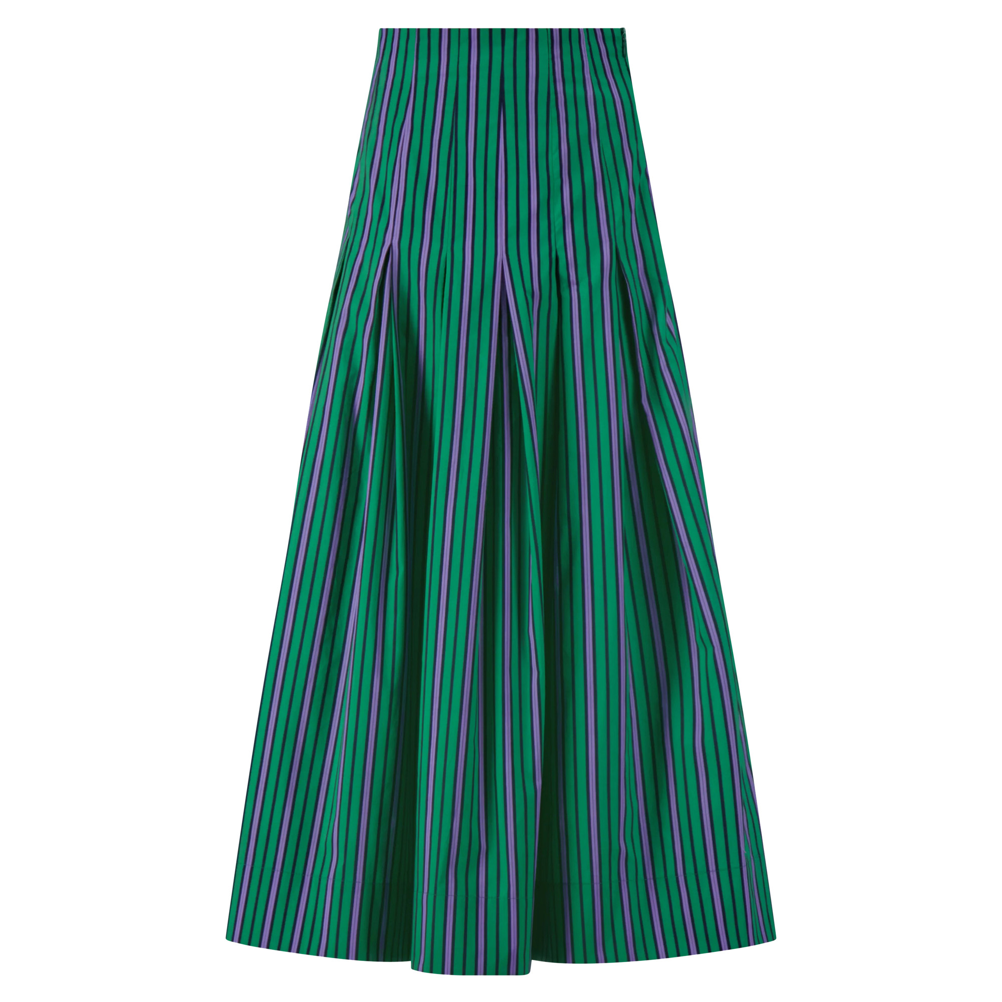 Striped Cotton Full Midi Skirt