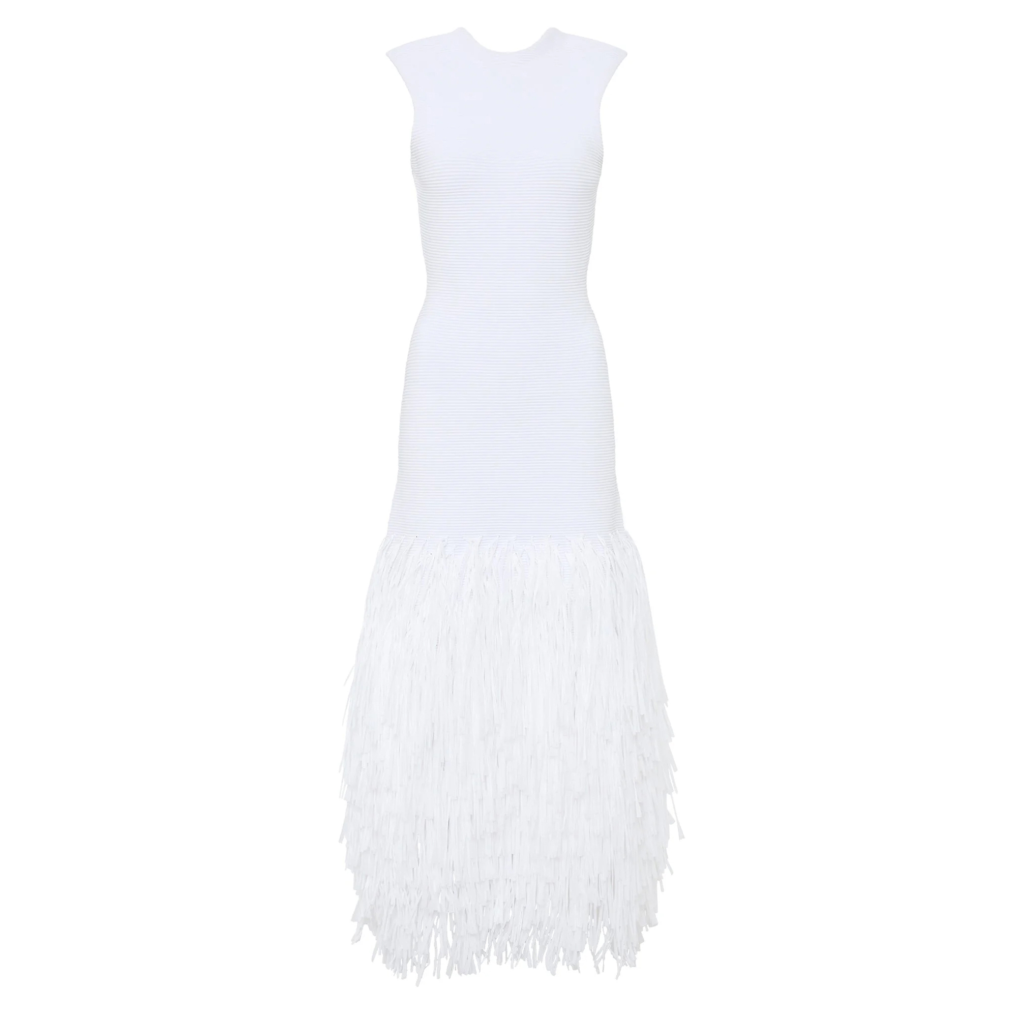 Rushes Sleeveless Raffia Knit Midi Dress
