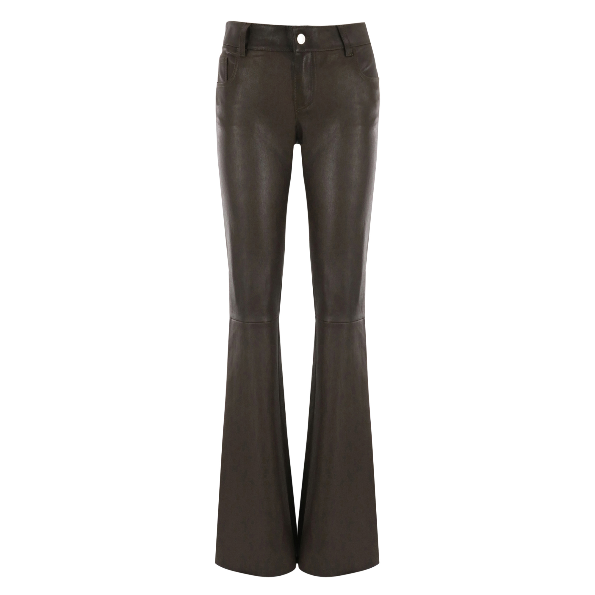 Low-Rise Leather Flare Jean