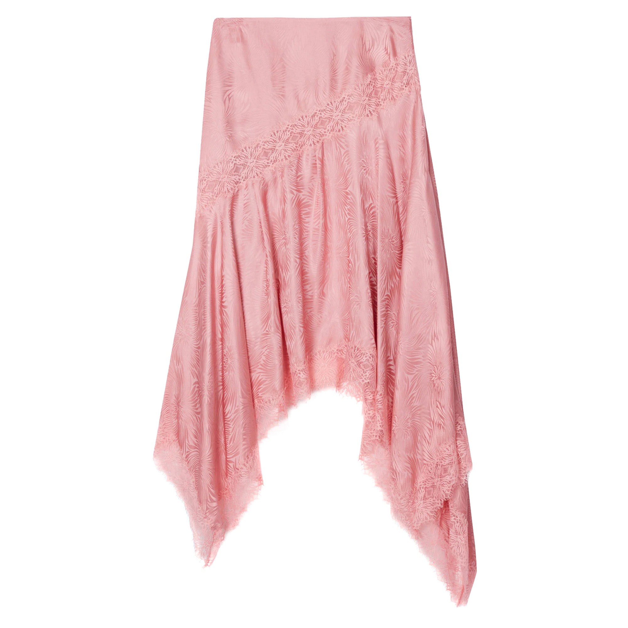 Satin Midi Skirt With Lace Insert