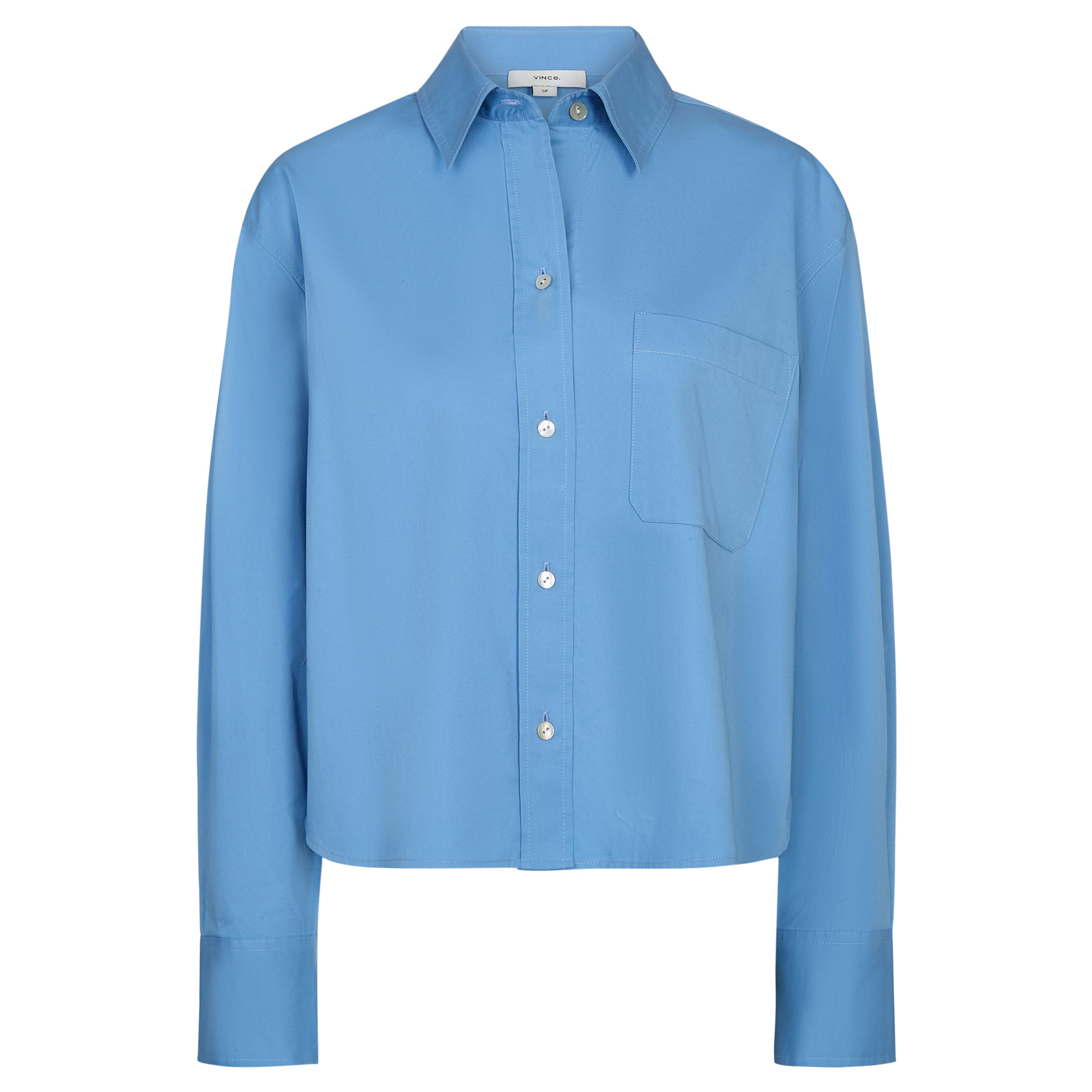 Cropped Long Sleeve Button-Front Shirt