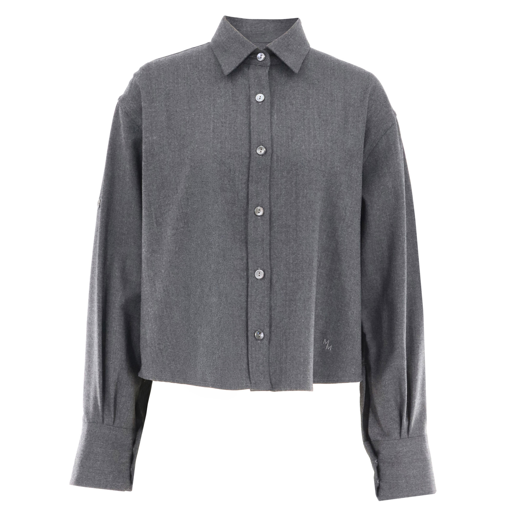 Button Sleeve Crop Shirt