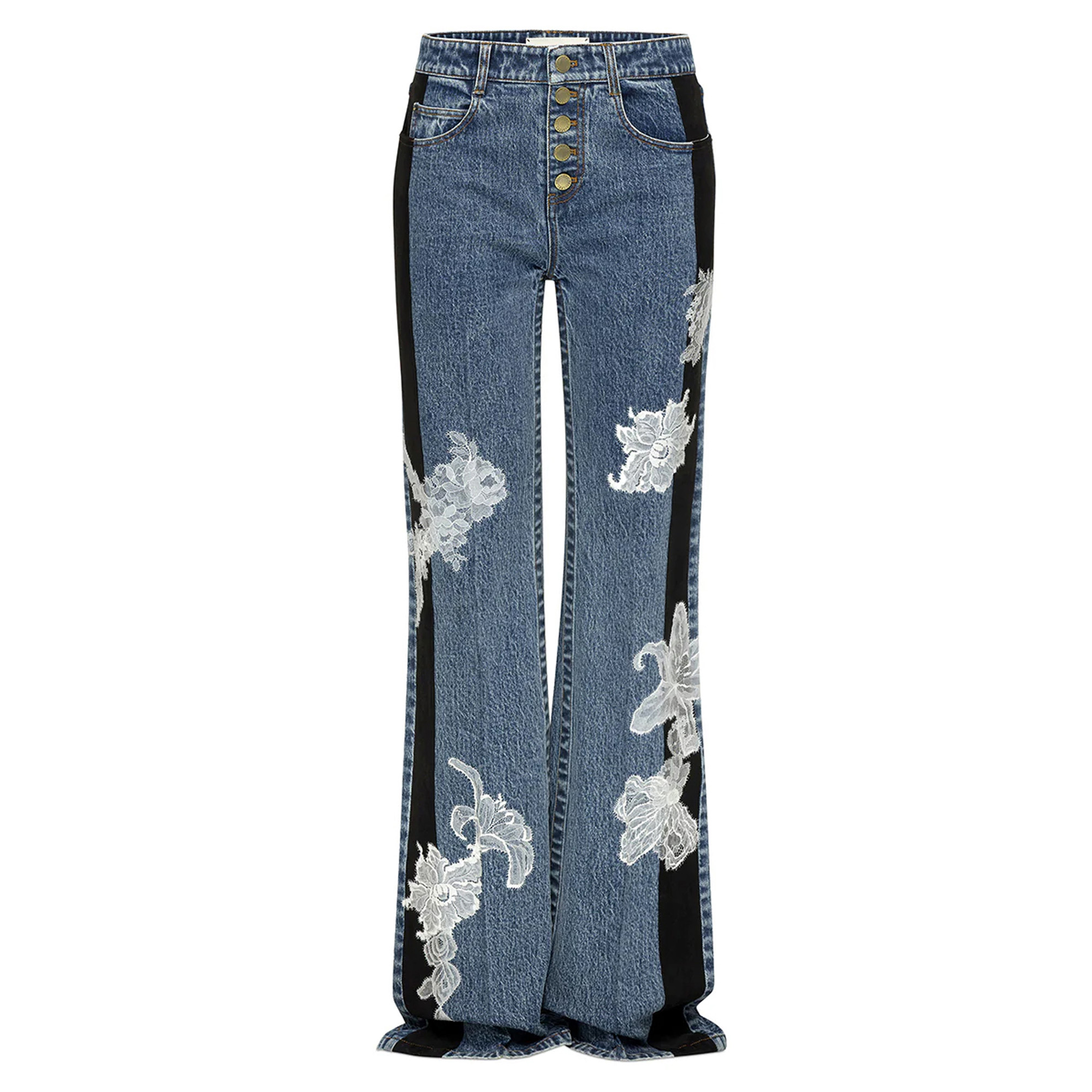 Zion Straight-Leg Lace Detail Jeans