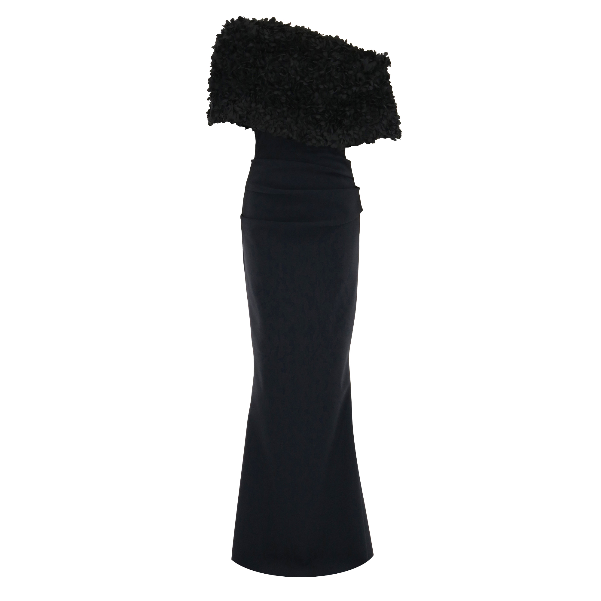 Off-Shoulder Textured Bodice Gown
