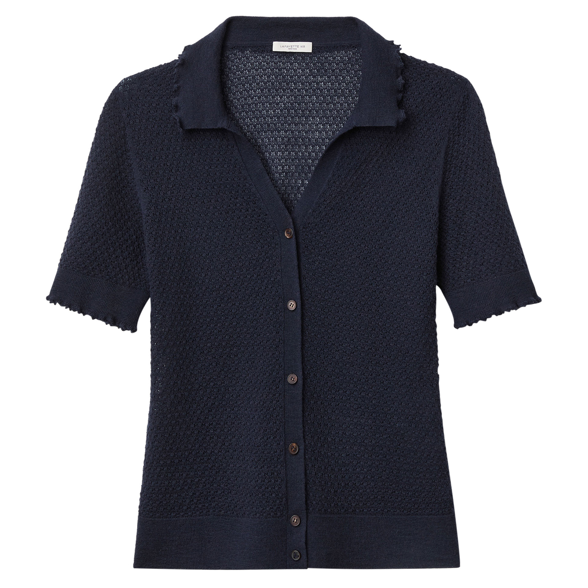 Cashmere Pointelle Polo Top