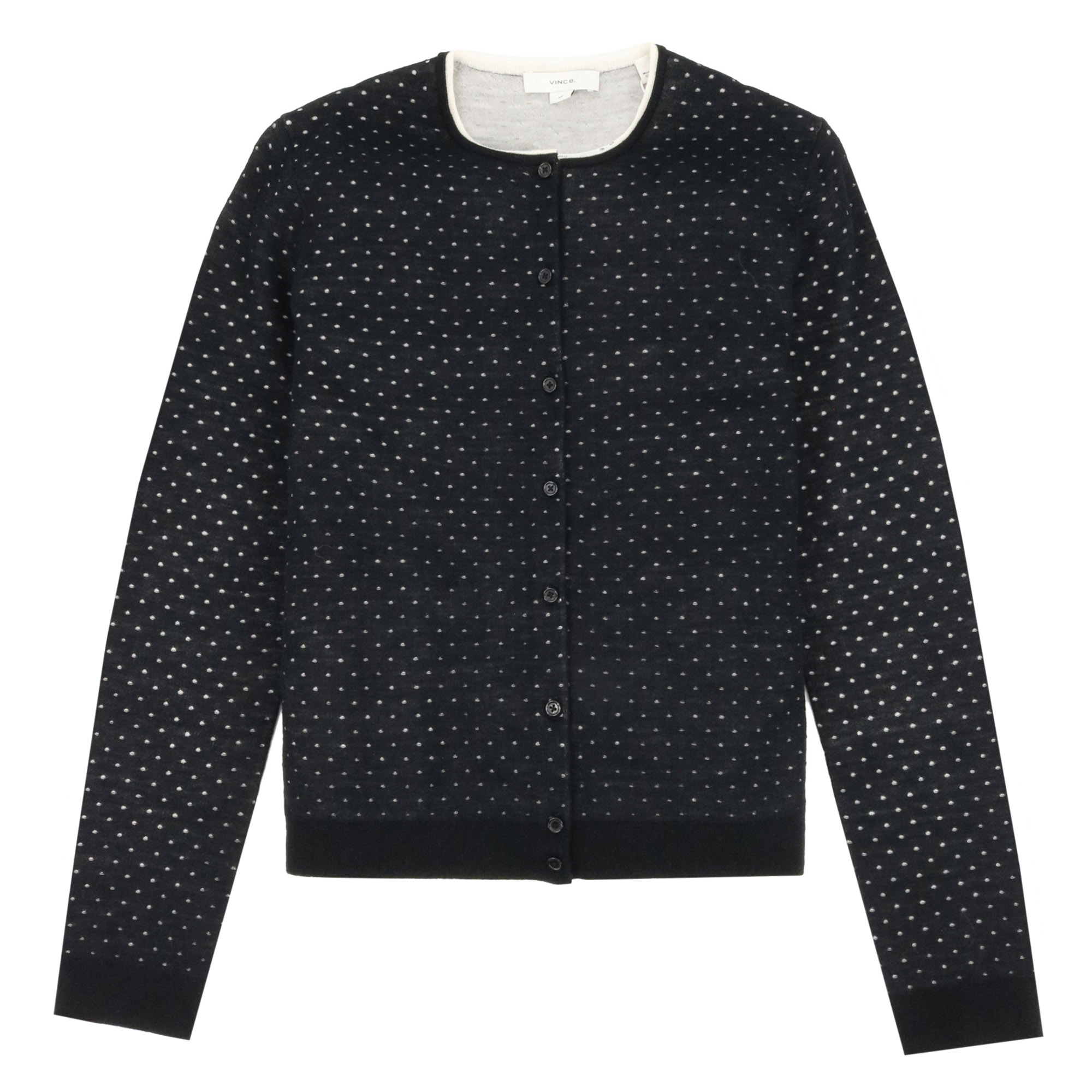 Dot Motif Crew Neck Cardigan