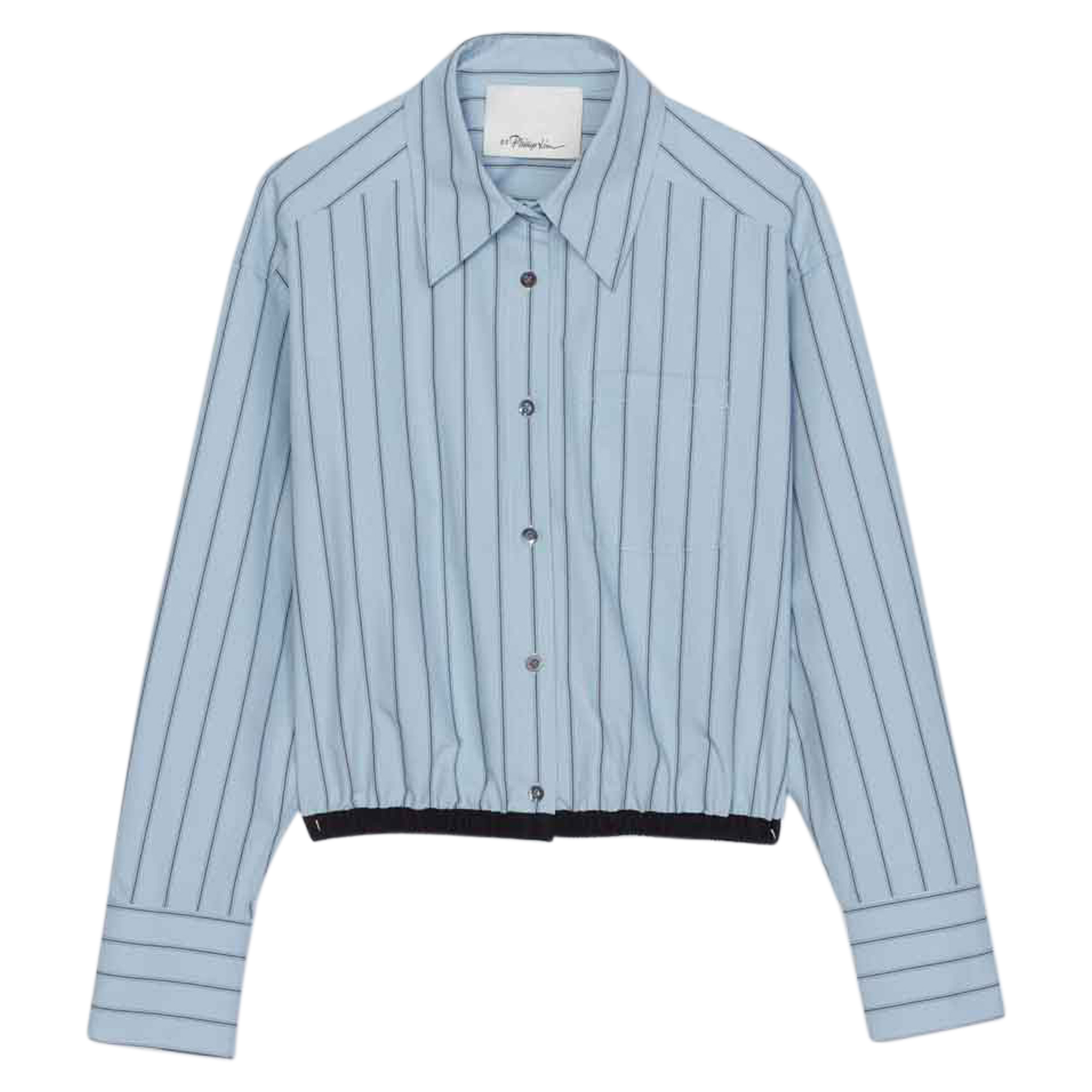 Striped Cropped Button-Front Shirt
