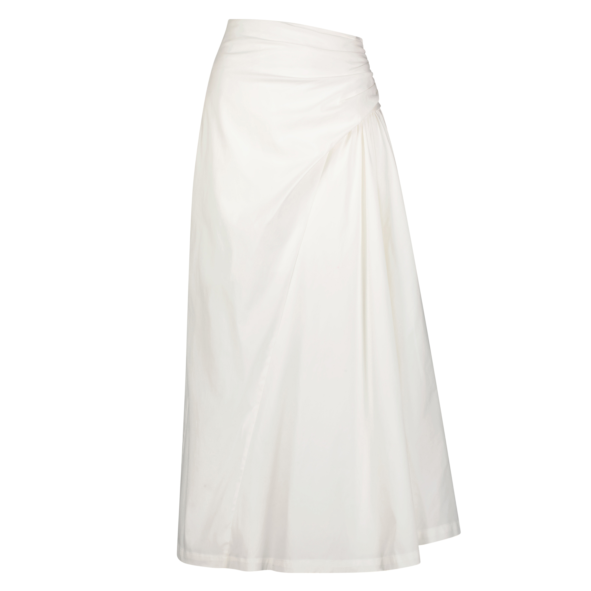 Draped Midi Bubble Skirt In Cotton Poplin