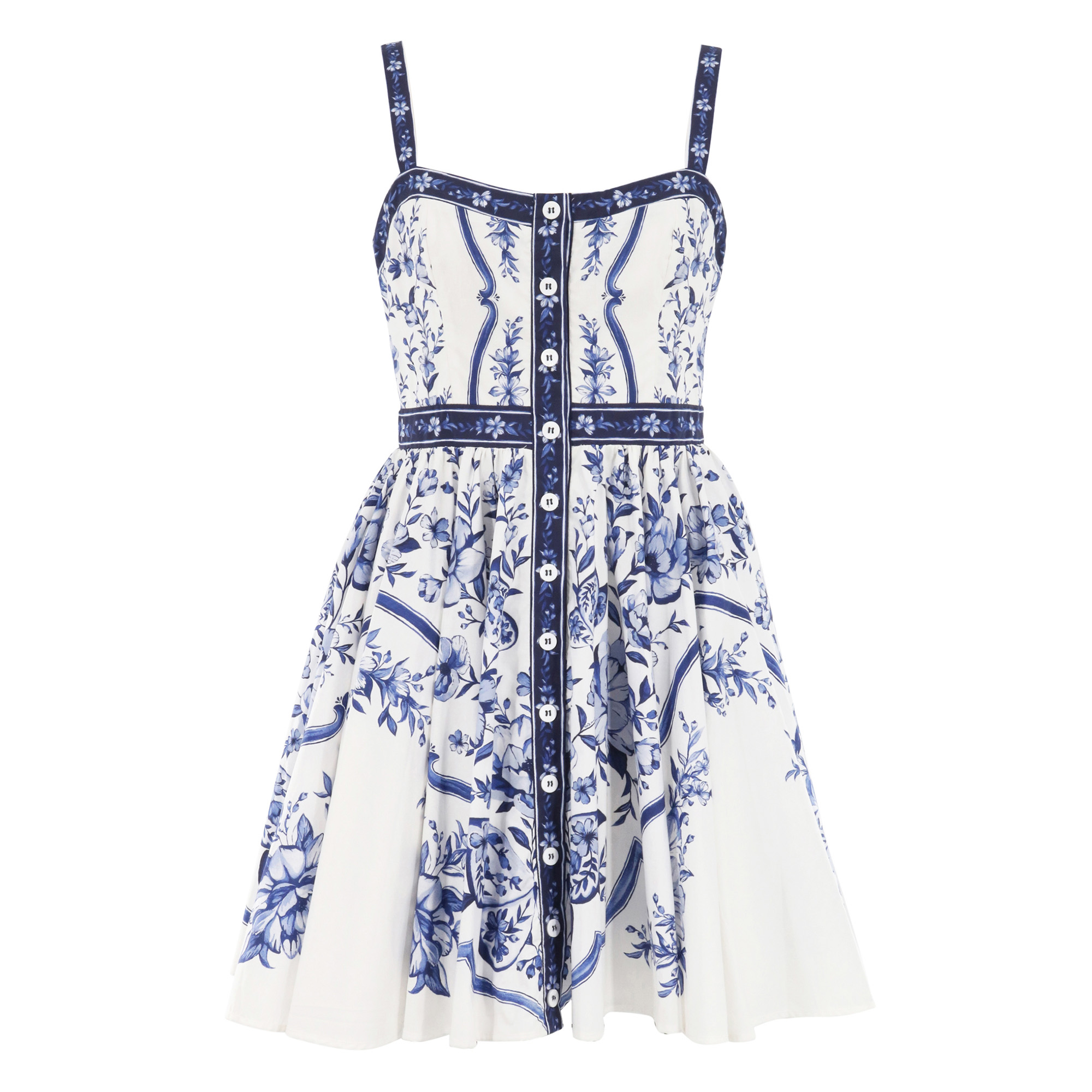 Porcelain Garden Sleeveless Buttoned Mini Dress