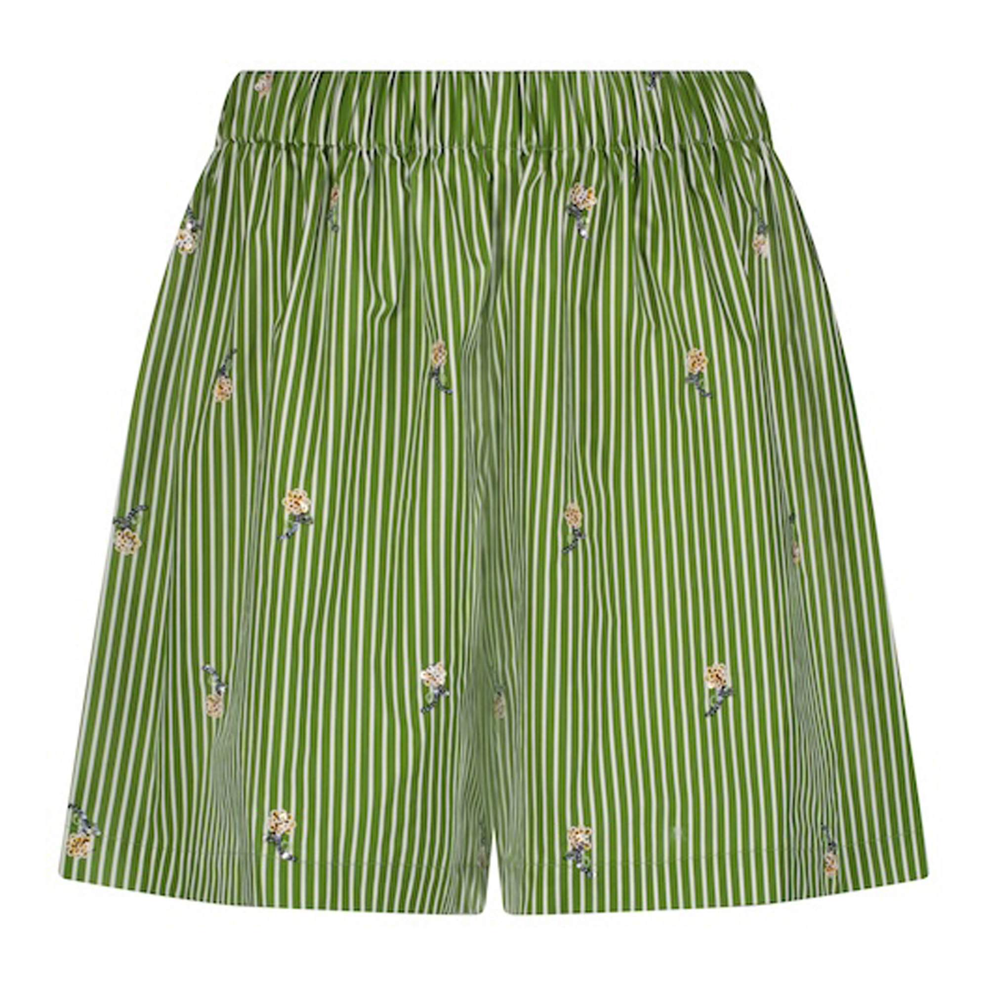 Embroidered Striped Cotton Short