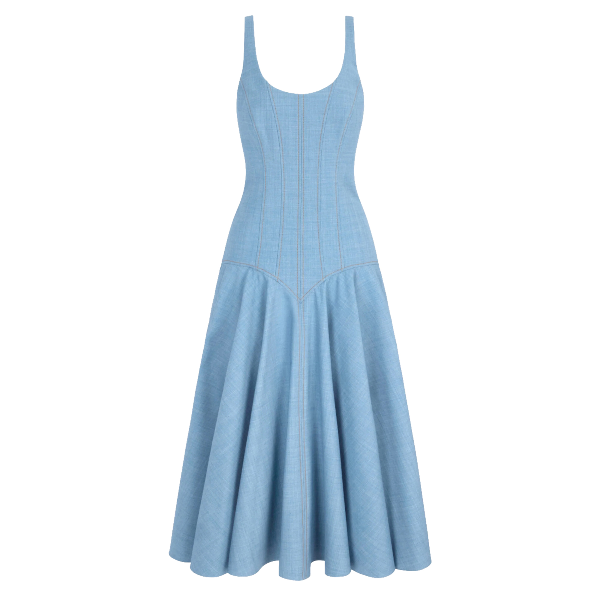 Harmoni Sleeveless Summer Wool Midi Dress