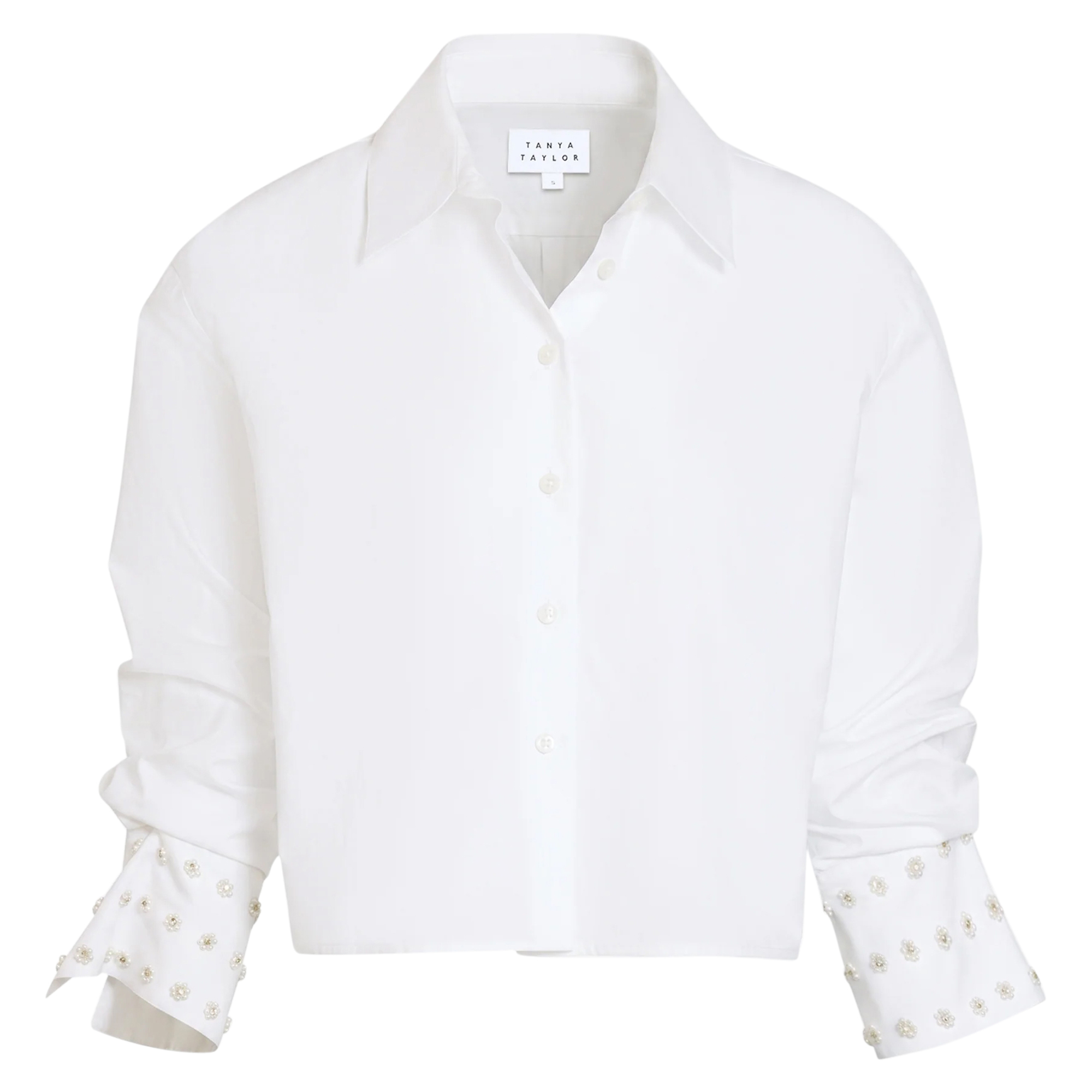 Largaux Long Sleeve Button-Up Top With Embellished Cuffs