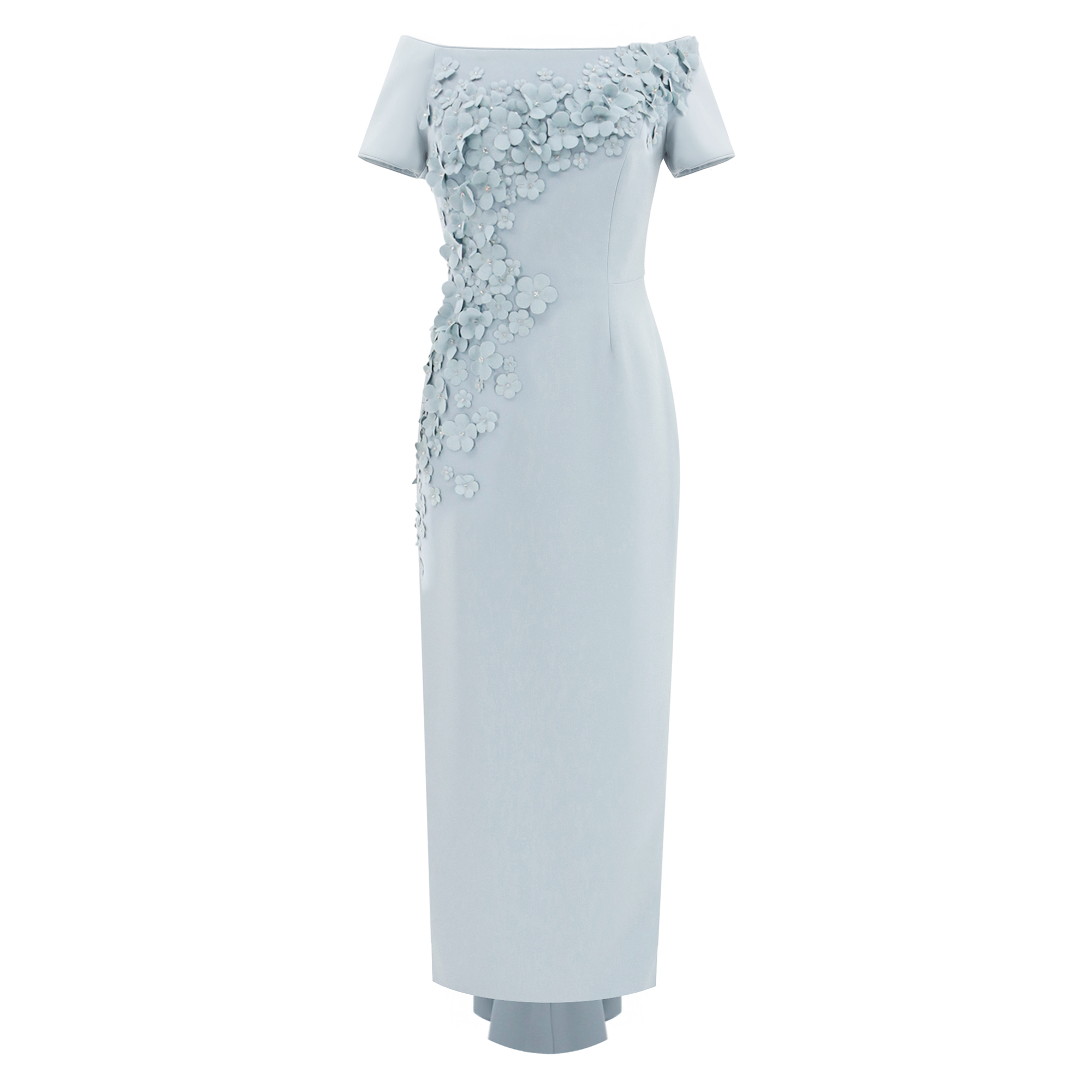Off-The-Shoulder Blanche Trumpet Gown
