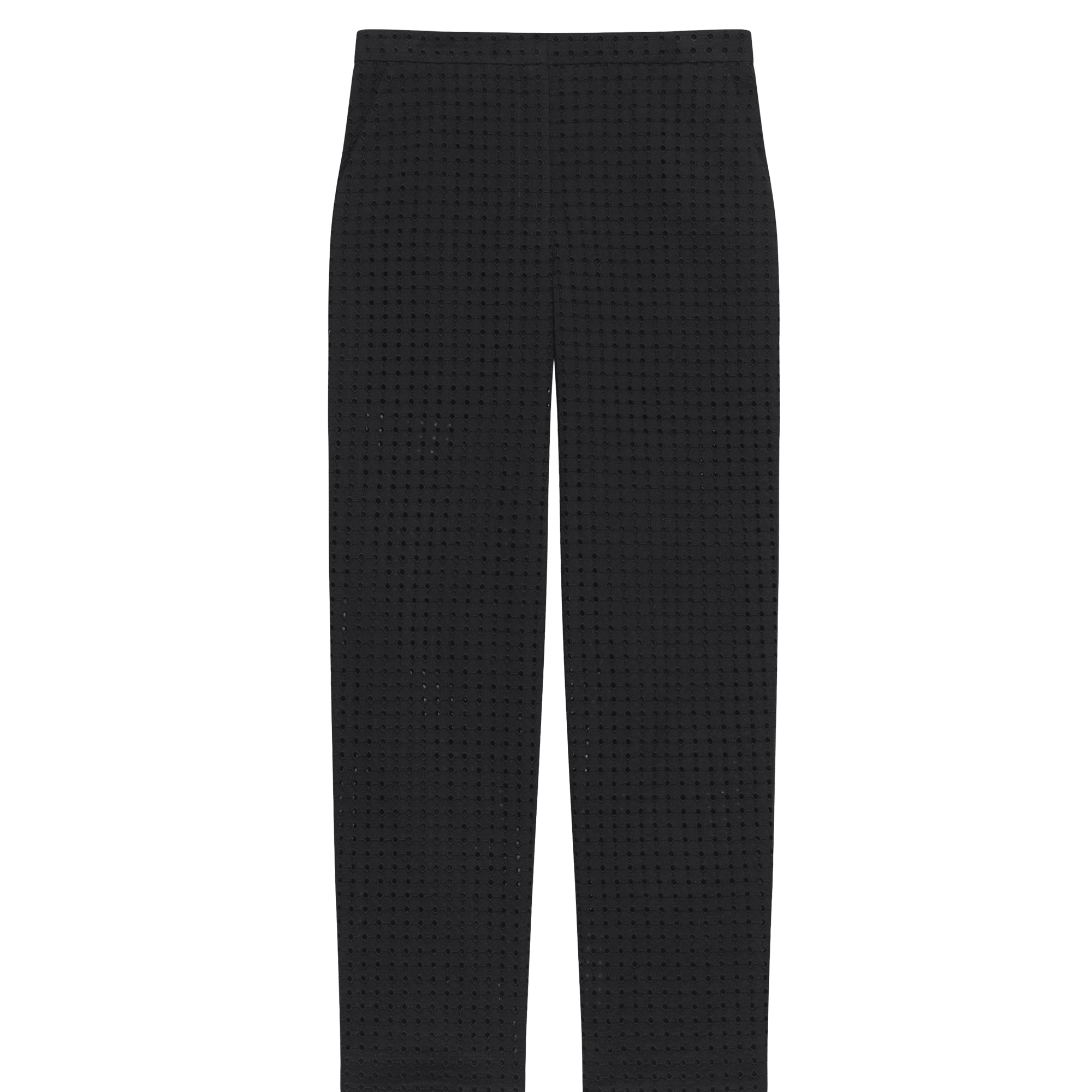 Eyelet-Embroidered Cropped Straight-Leg Pull-On Pant