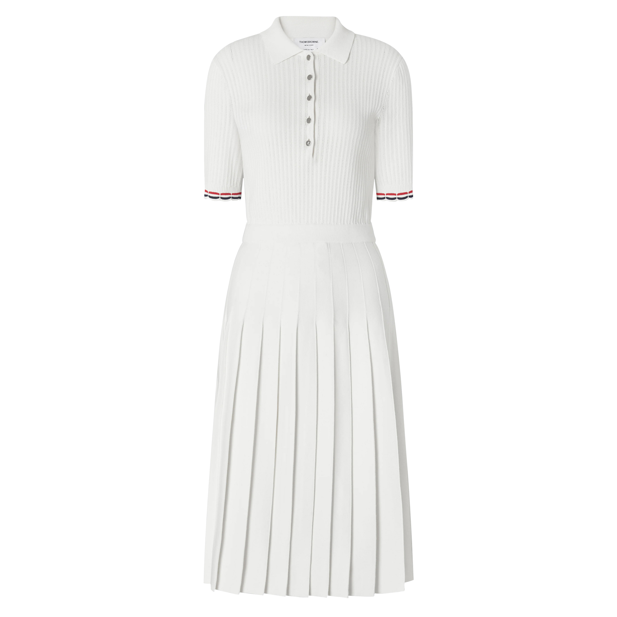 Short Sleeve Pointelle Rib Stitch Midi Dress