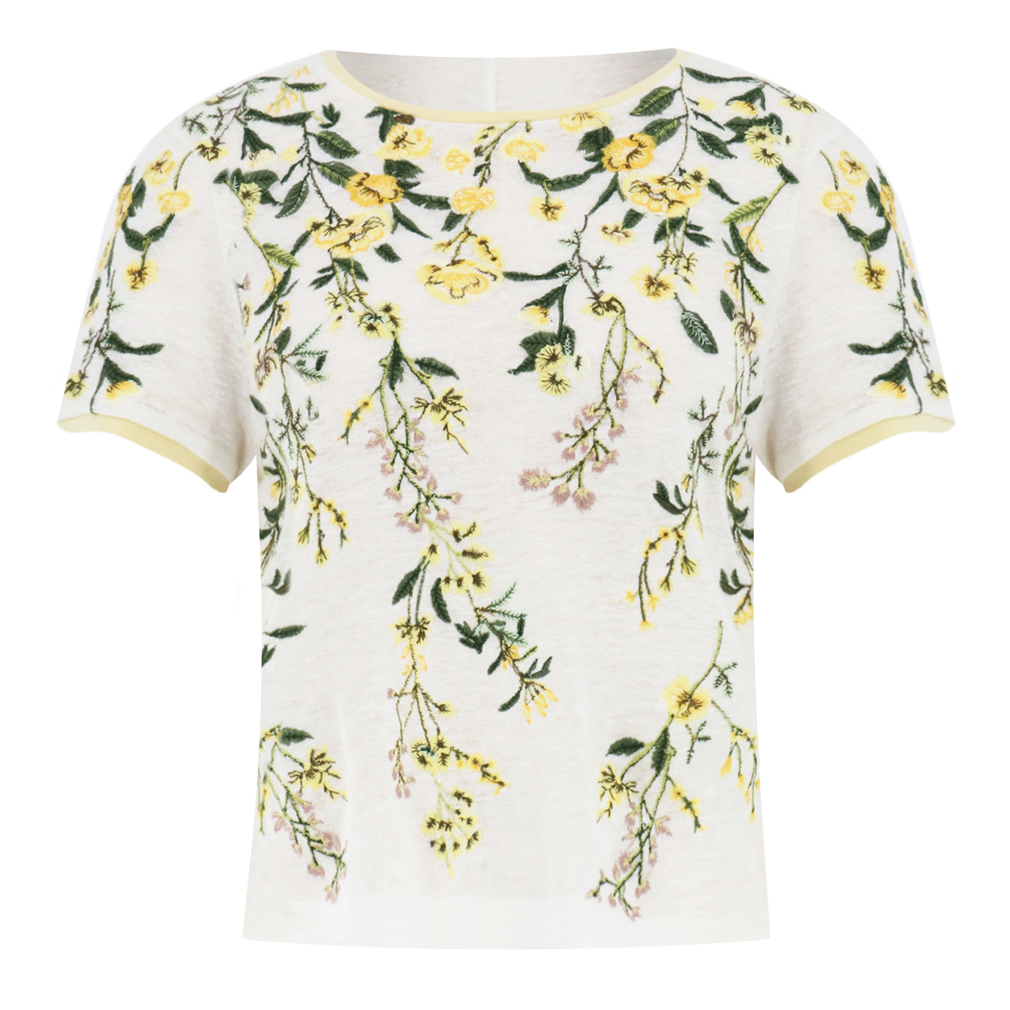 Cindy Short Sleeve Embroidered Cropped Tee