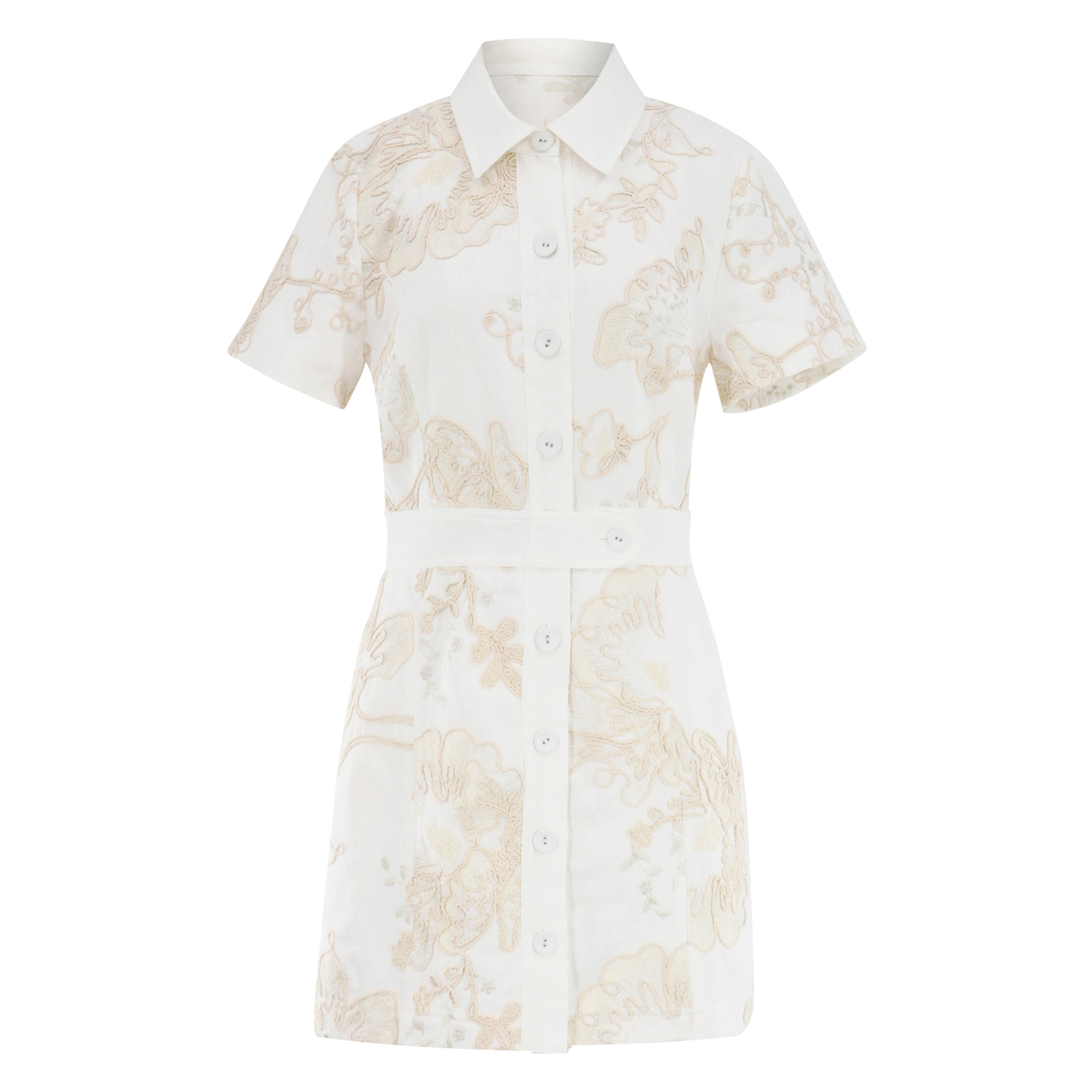 Shannon Floral Embroidered Button-Down Mini Dress
