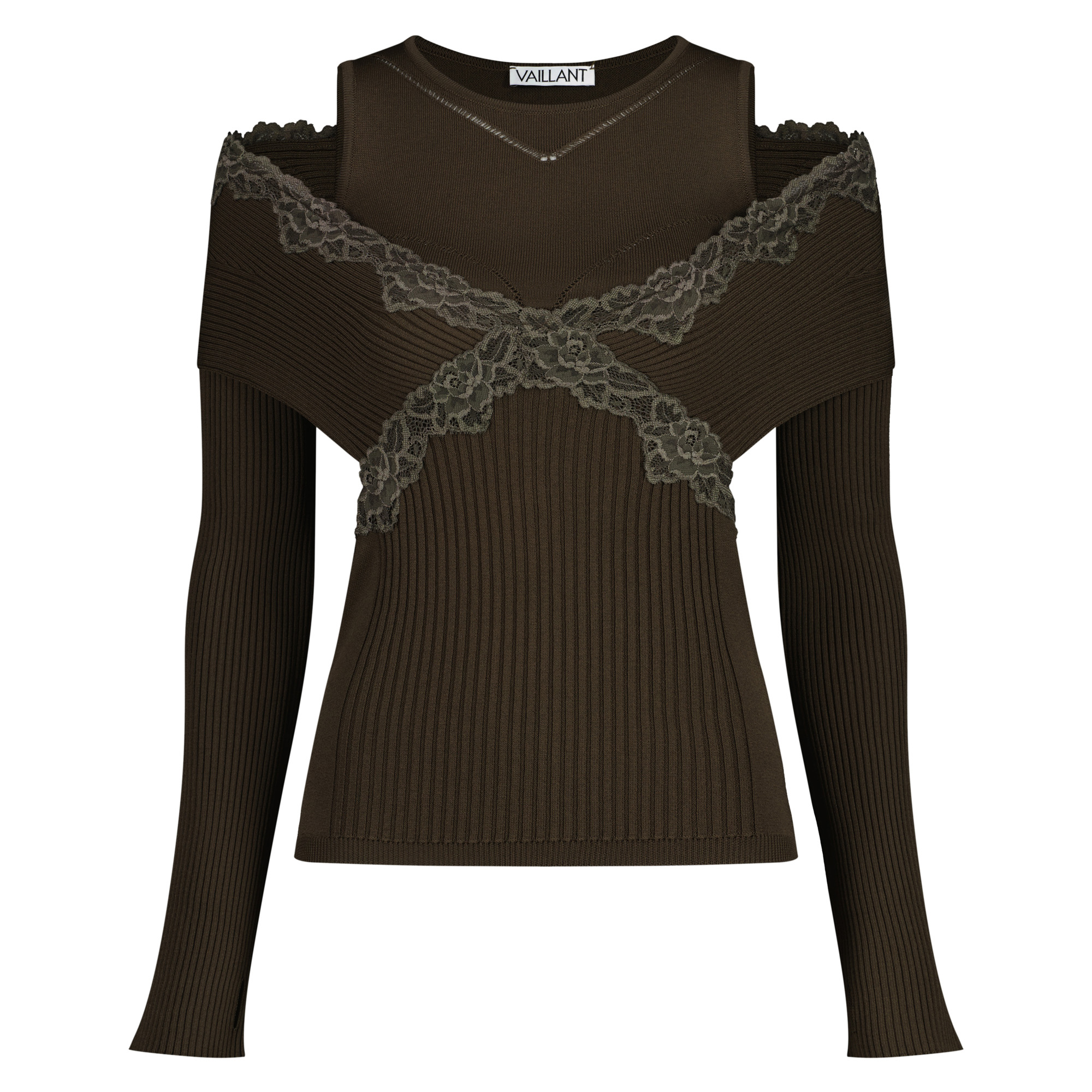 Long Sleeve Split Off-The-Shoulder Knit Top