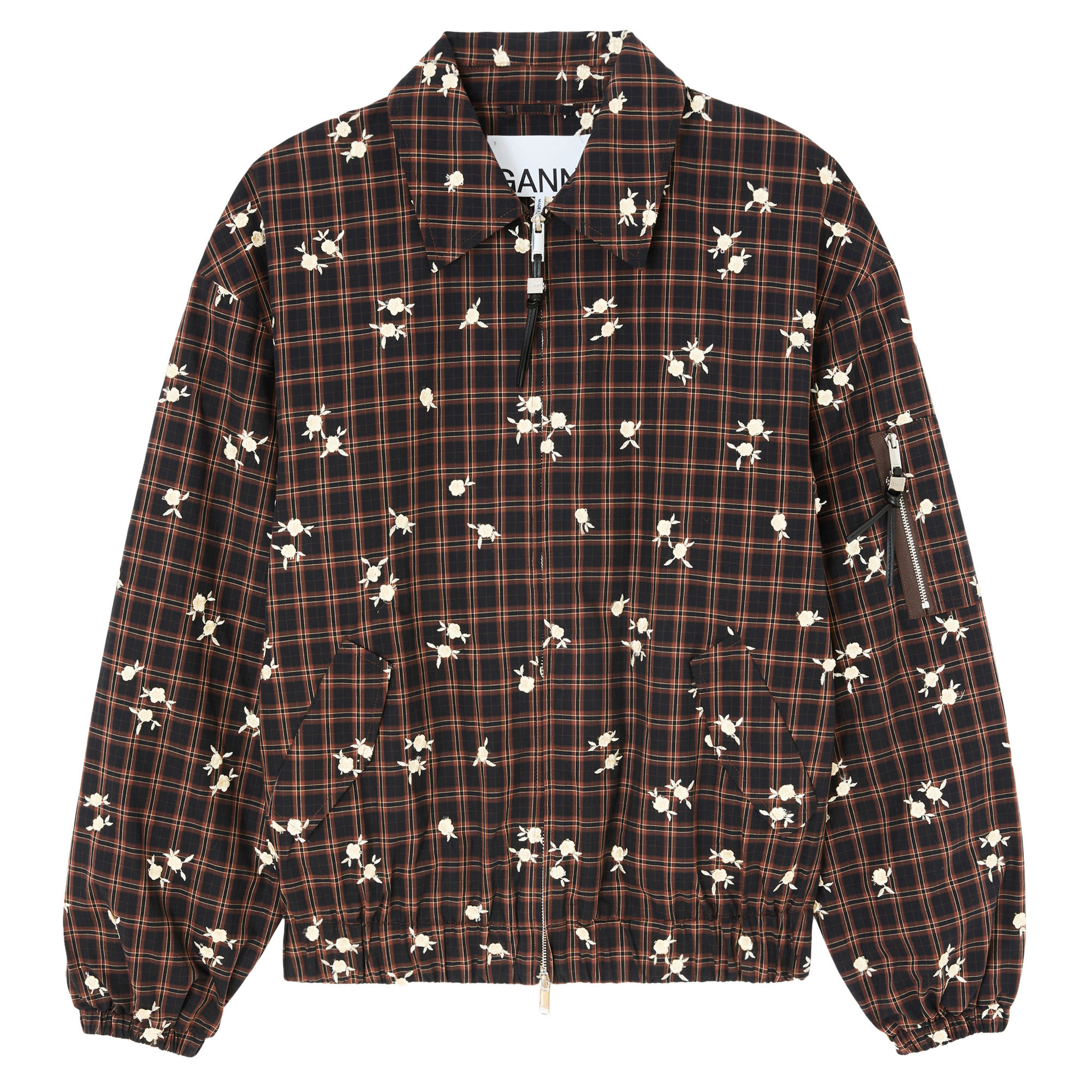 Yarn Dyed Check Flower Bomber Jacket