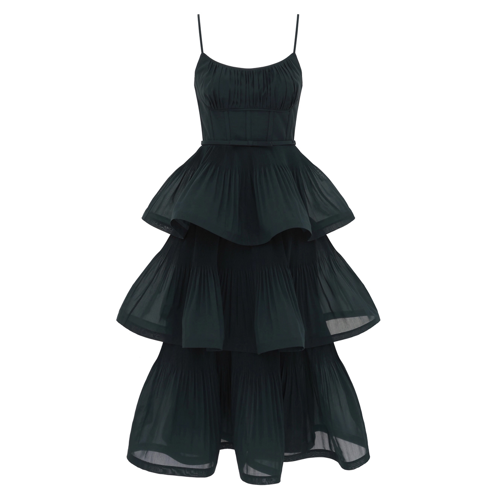 Pleated Tiered Midi Dress