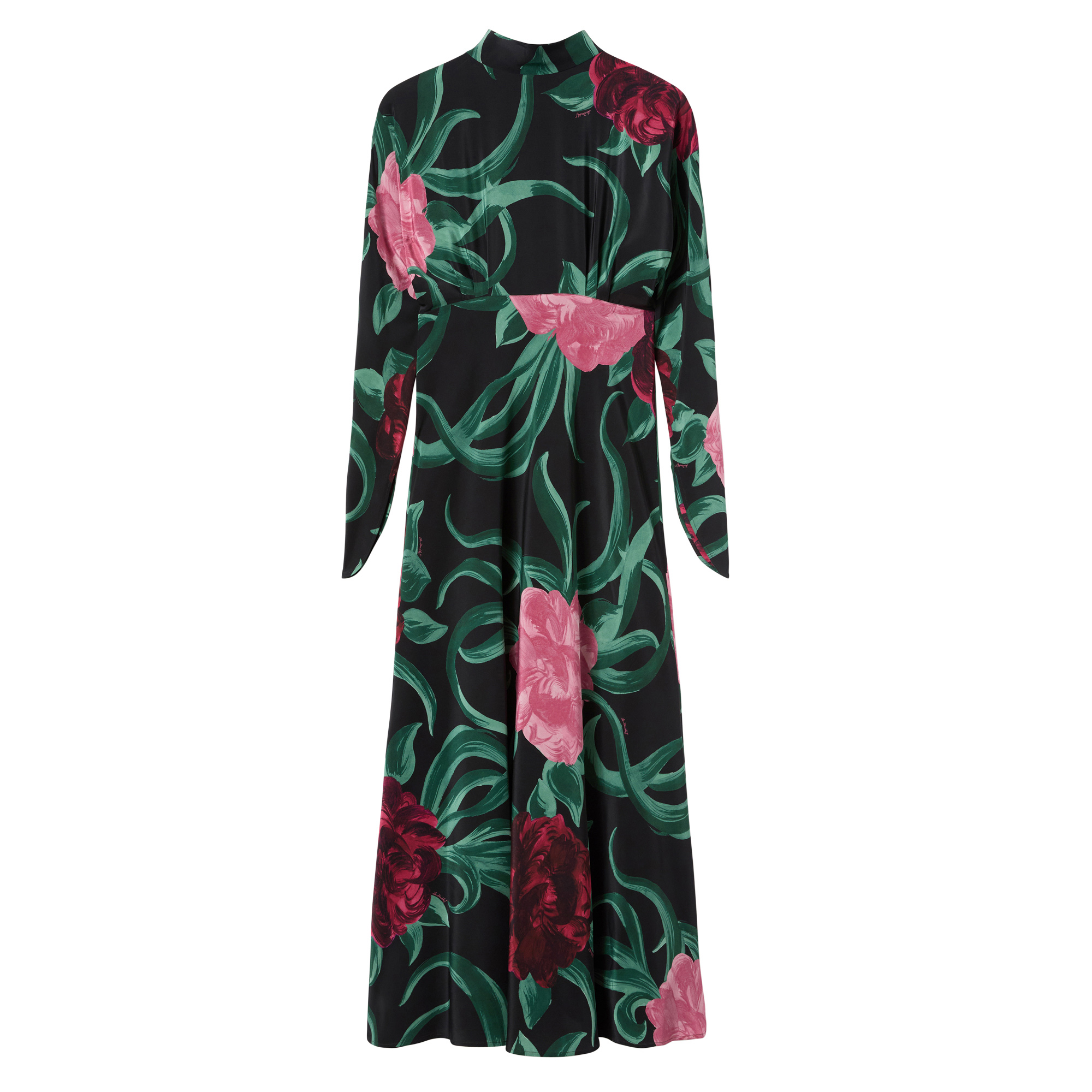 Gilda Long Sleeve Silk Midi Dress