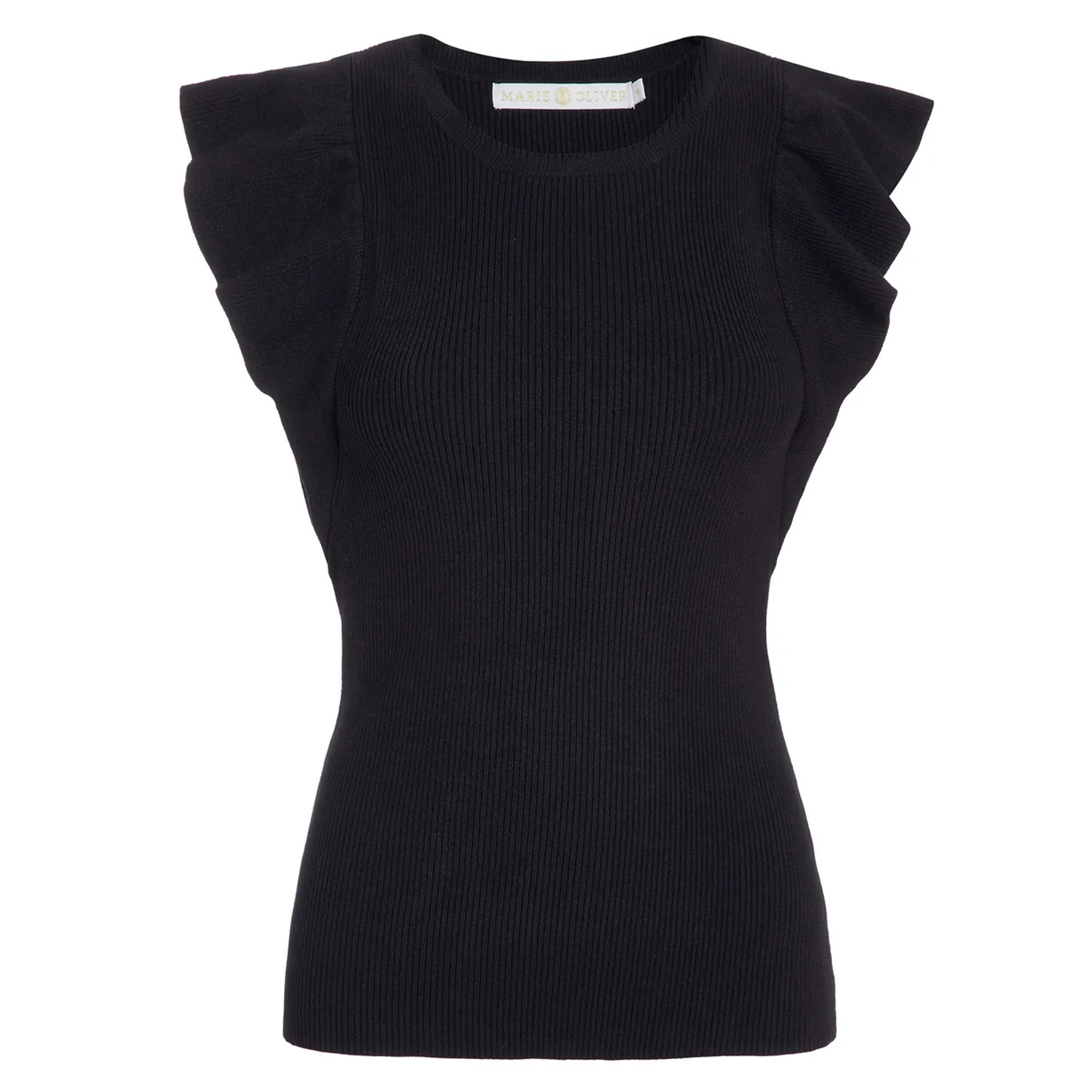 Rory Short Sleeve Rib Knit Ruffle Top