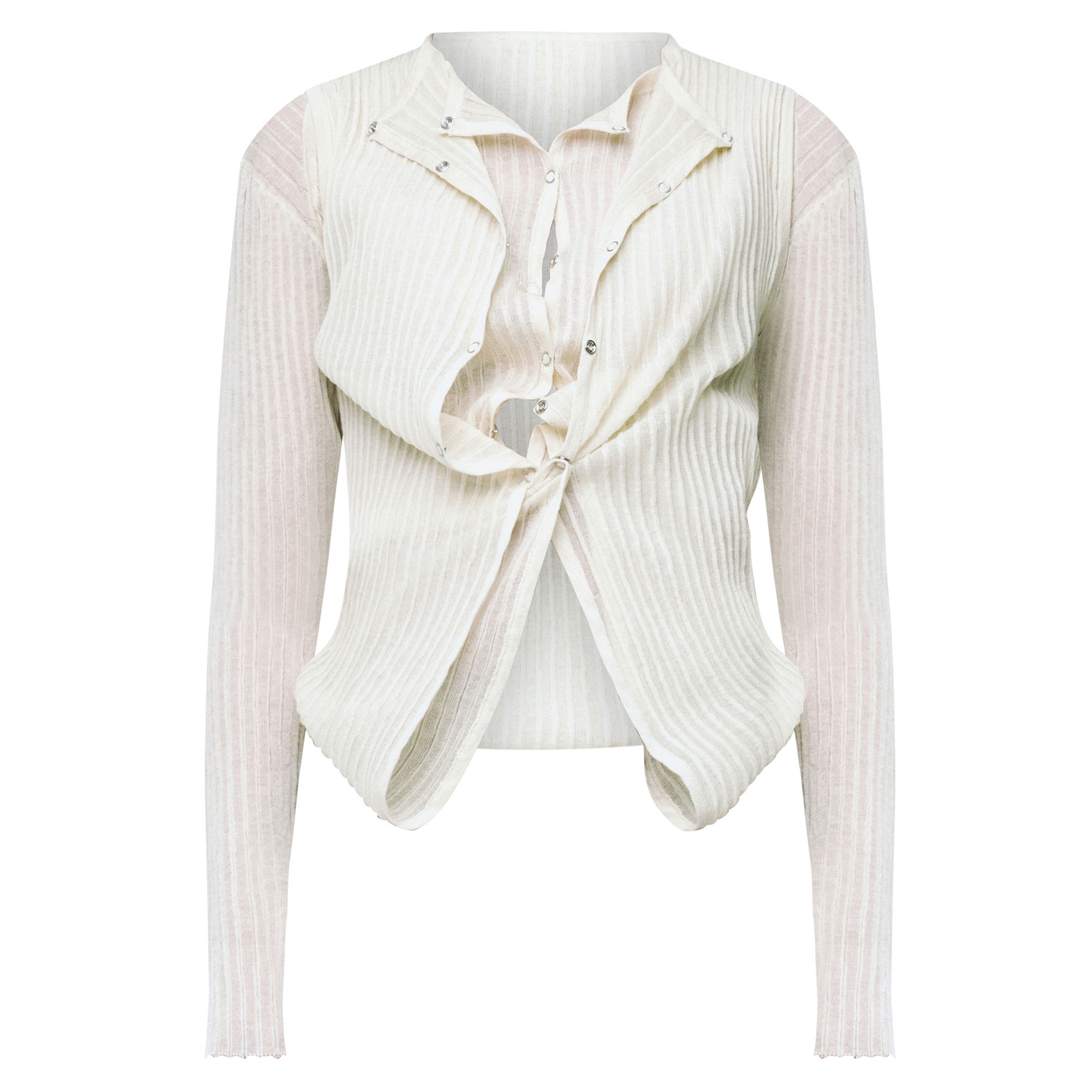 Double Up Ribbed Long Sleeve Cardigan