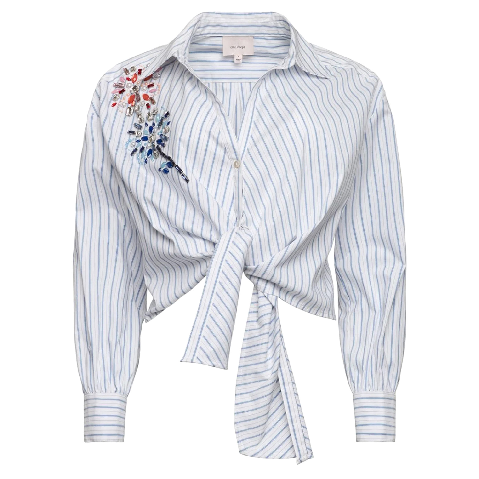 Marianna Long Sleeve Twilight Spark Tie-Front Button-Up Top