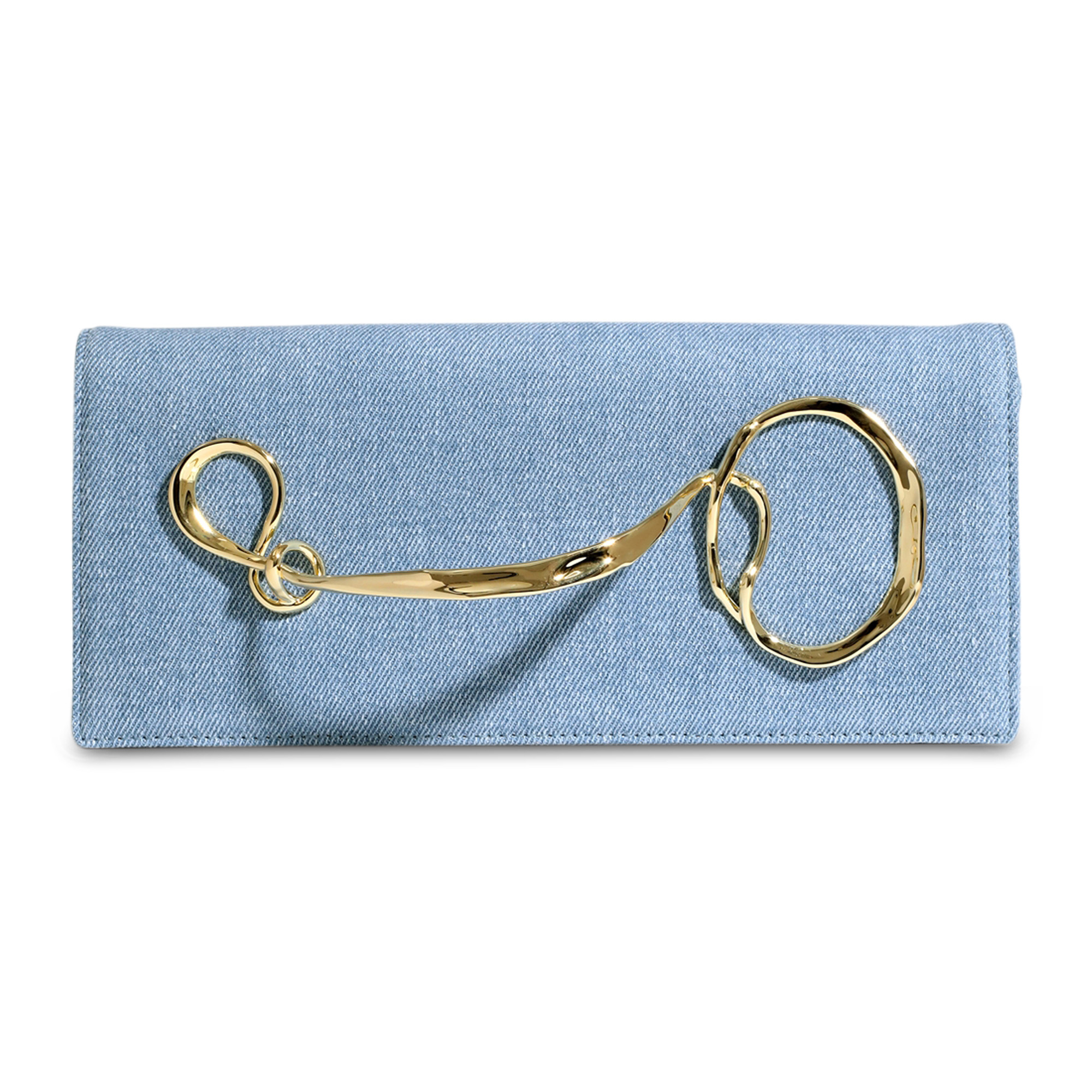 Chambray Twisted Side Handle Clutch