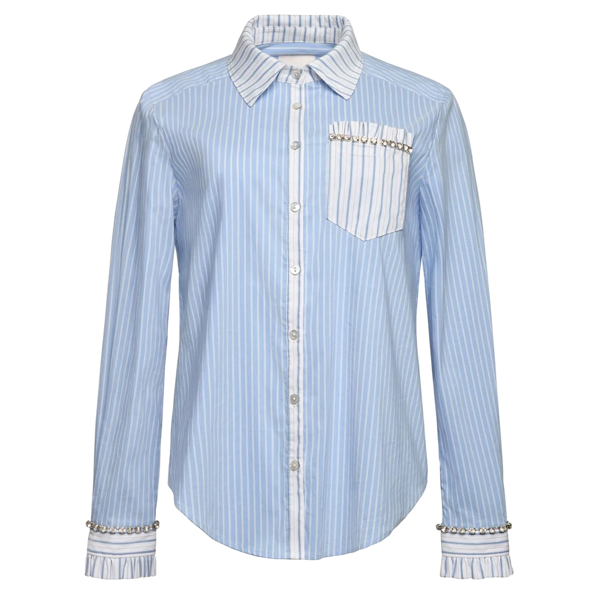 Dorsia Long Sleeve Striped Button-Up Top