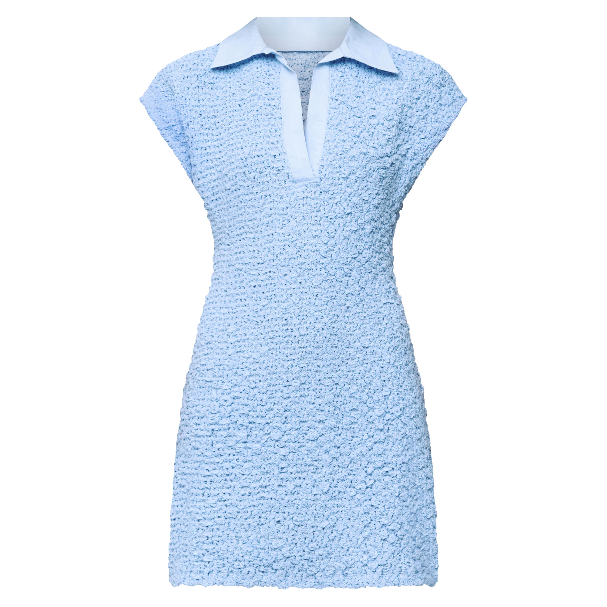 Serena Short Sleeve Collared Shirred Mini Dress