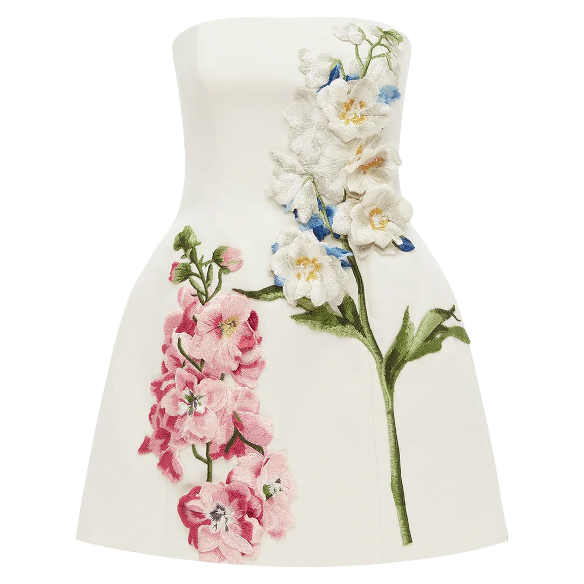 Roselle Embroidered Strapless Bustier Mini Dress
