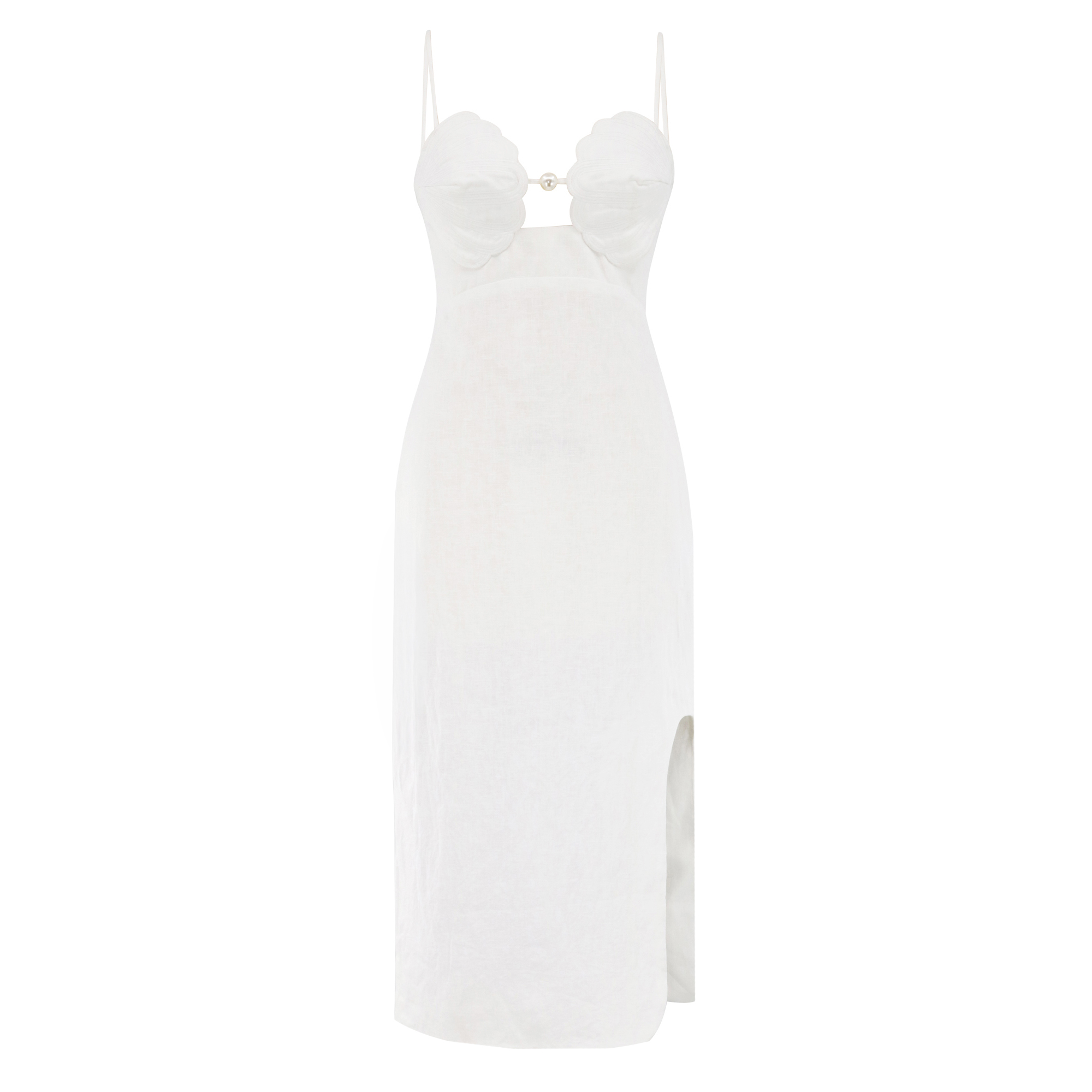 Sleeveless Shell Bodice Pearl Detail Midi Dress