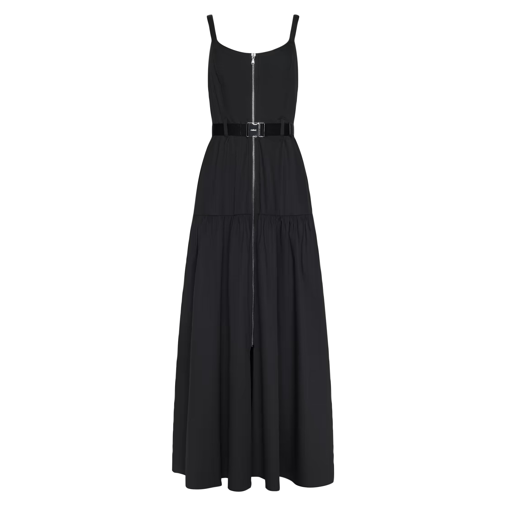Rima Sleeveless Zip-Front Belted Midi Dress