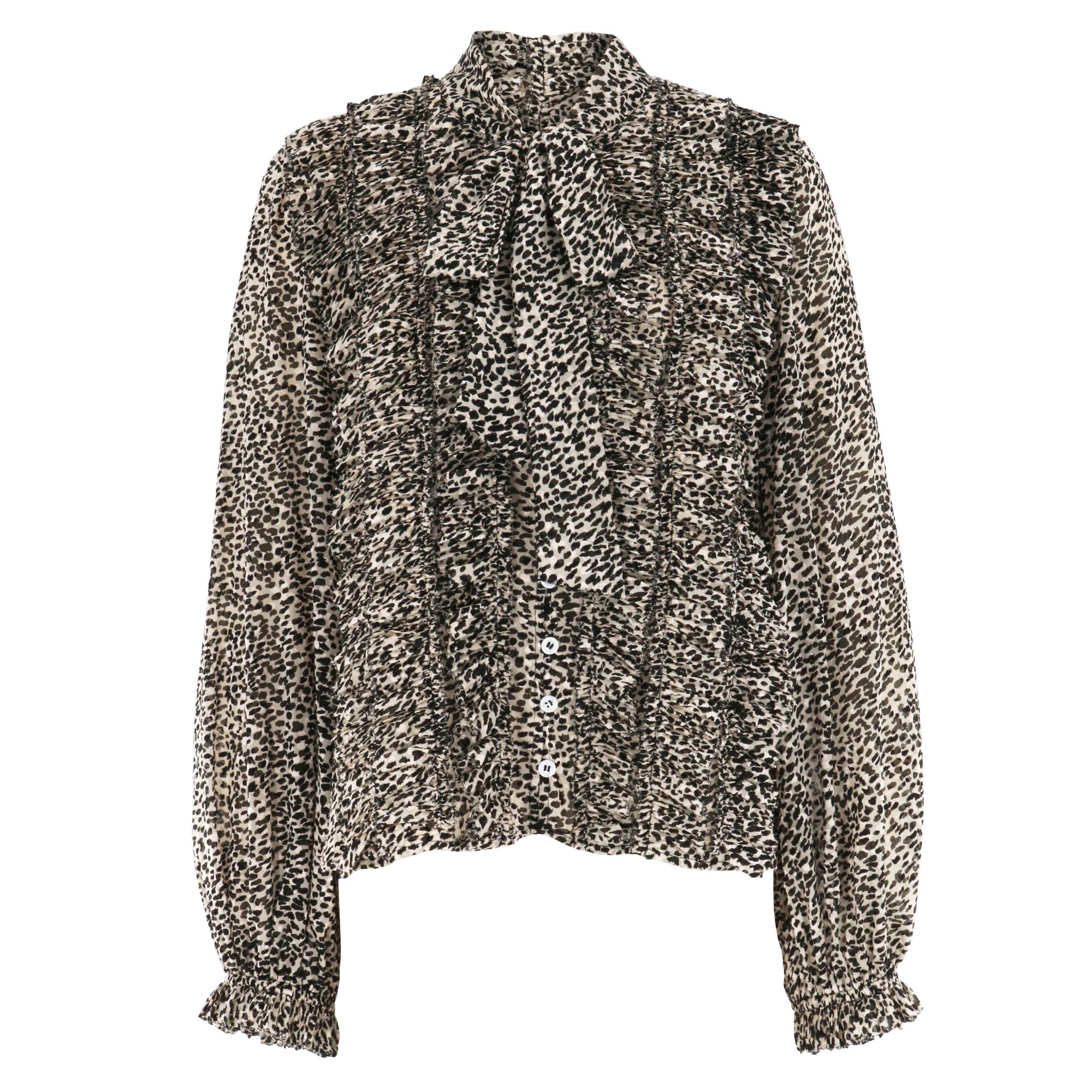 Charlize Print Long Sleeve Bow Top