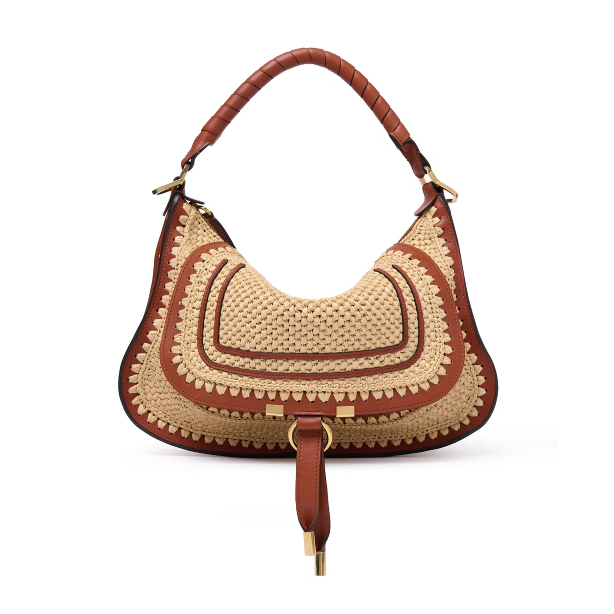 Small Marcie Shoulder Bag In Raffia-Effect