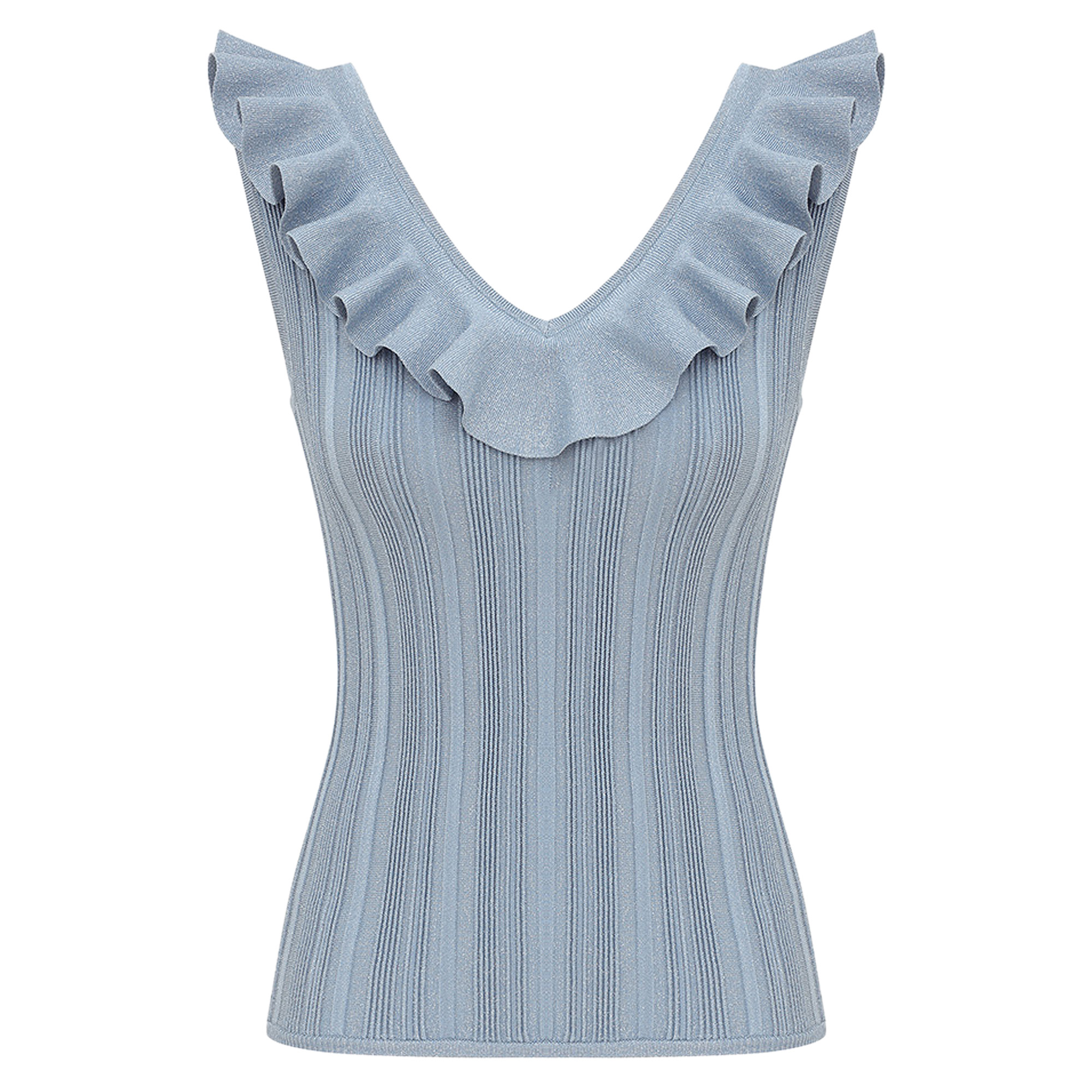 Aster Metallic Frill Knit Tank Top