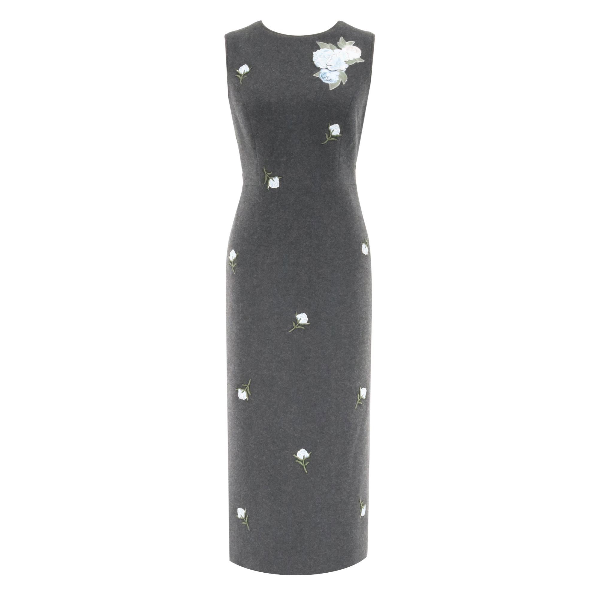 Asher Floral Knit Wool Midi Dress