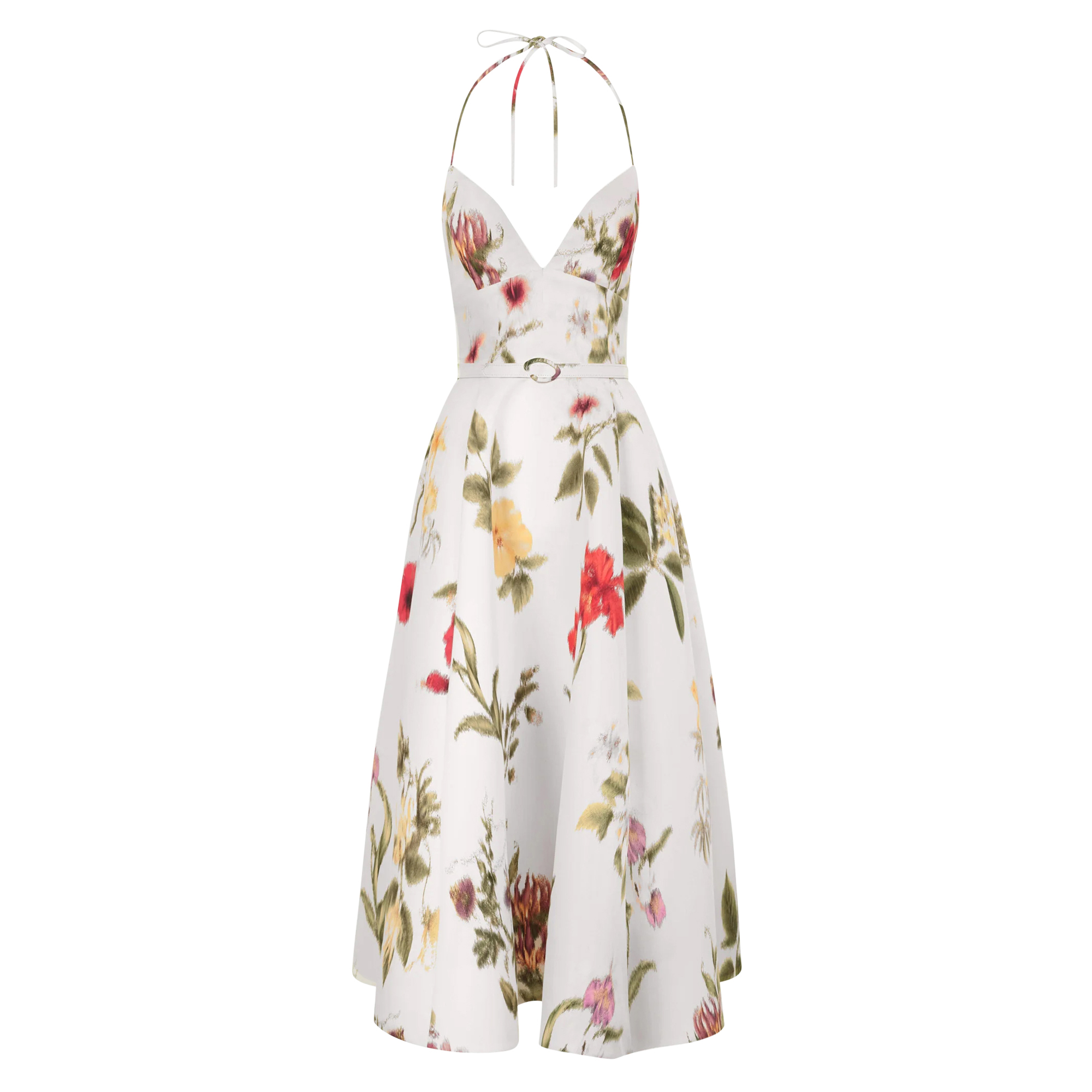 Dominican Mixed-Floral Faille Cocktail Dress