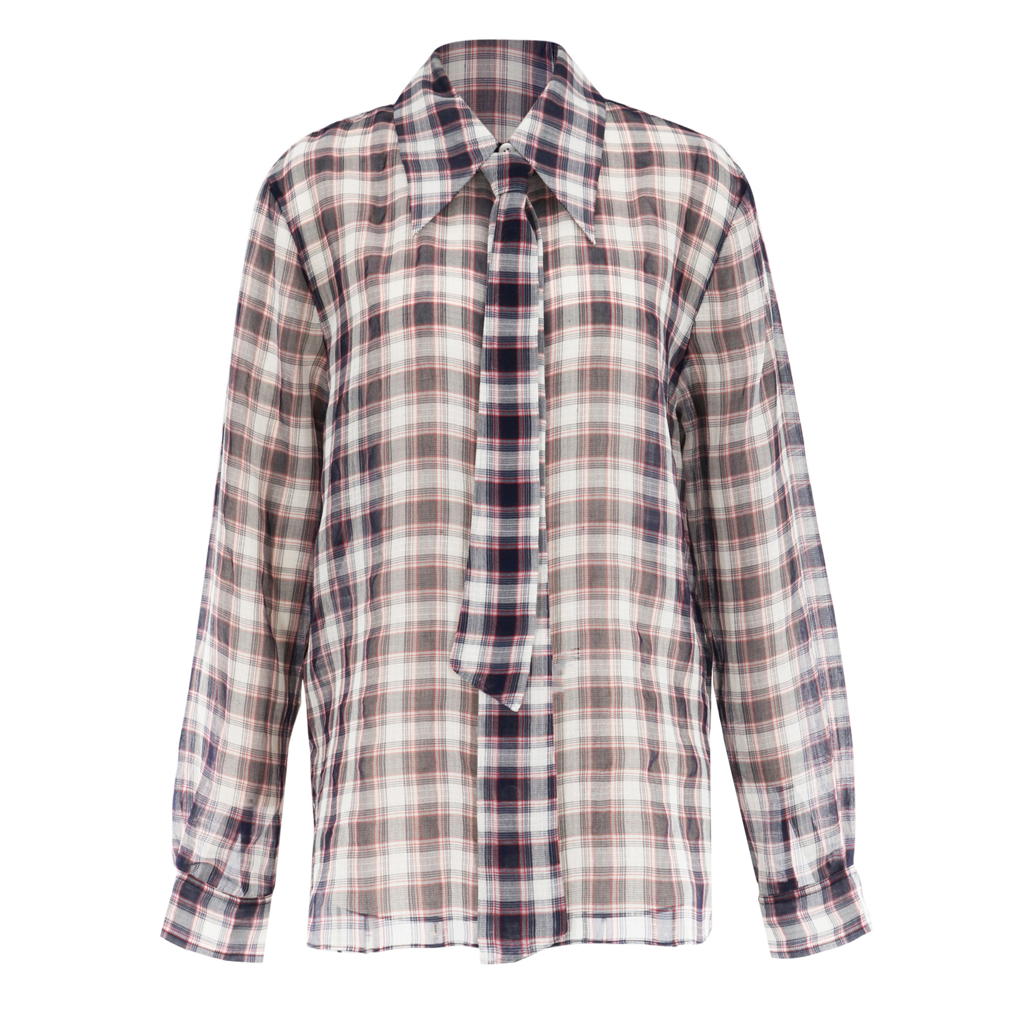 Plaid Blouse With Removeable Tie