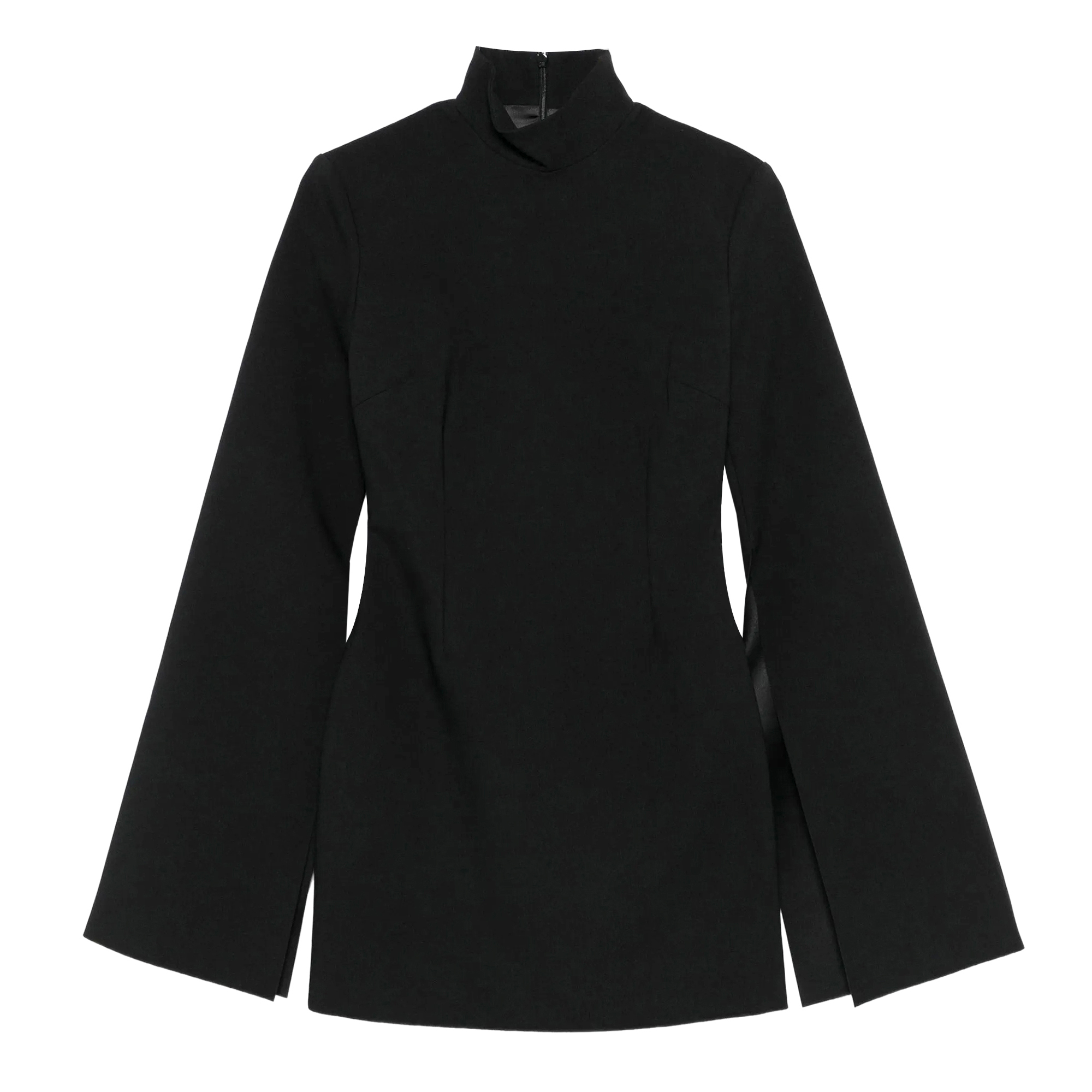 Laurel Funnel-Neck Wide-Sleeve Mini Dress