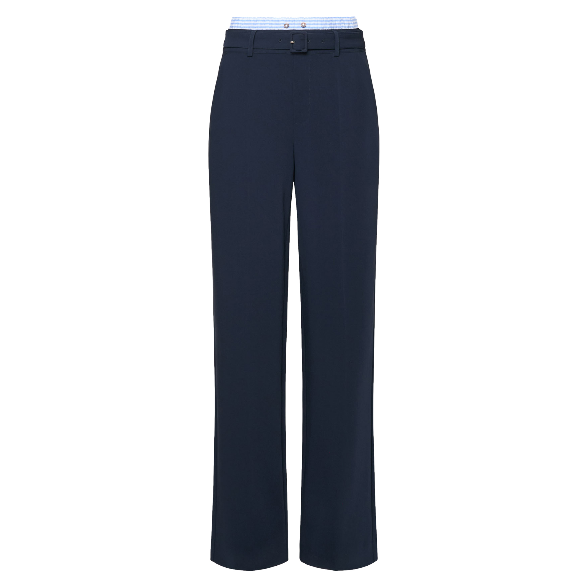 Aron Belted Straight-Leg Pant With Contrast Waist Band