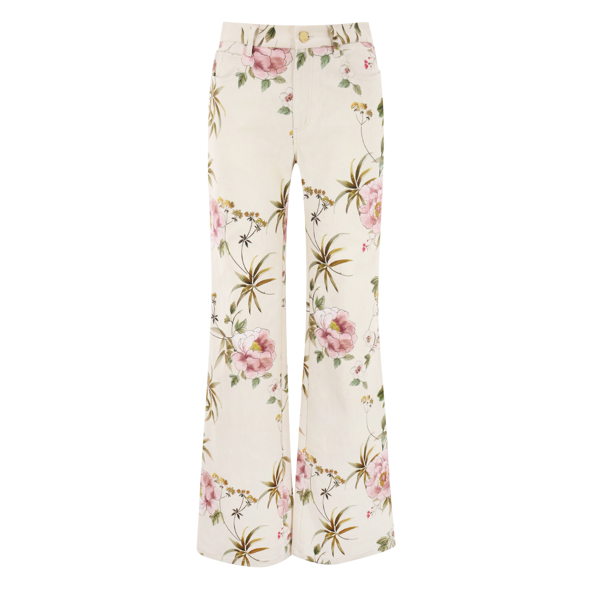 Leigh Mid-Rise Floral Cotton Twill Pants
