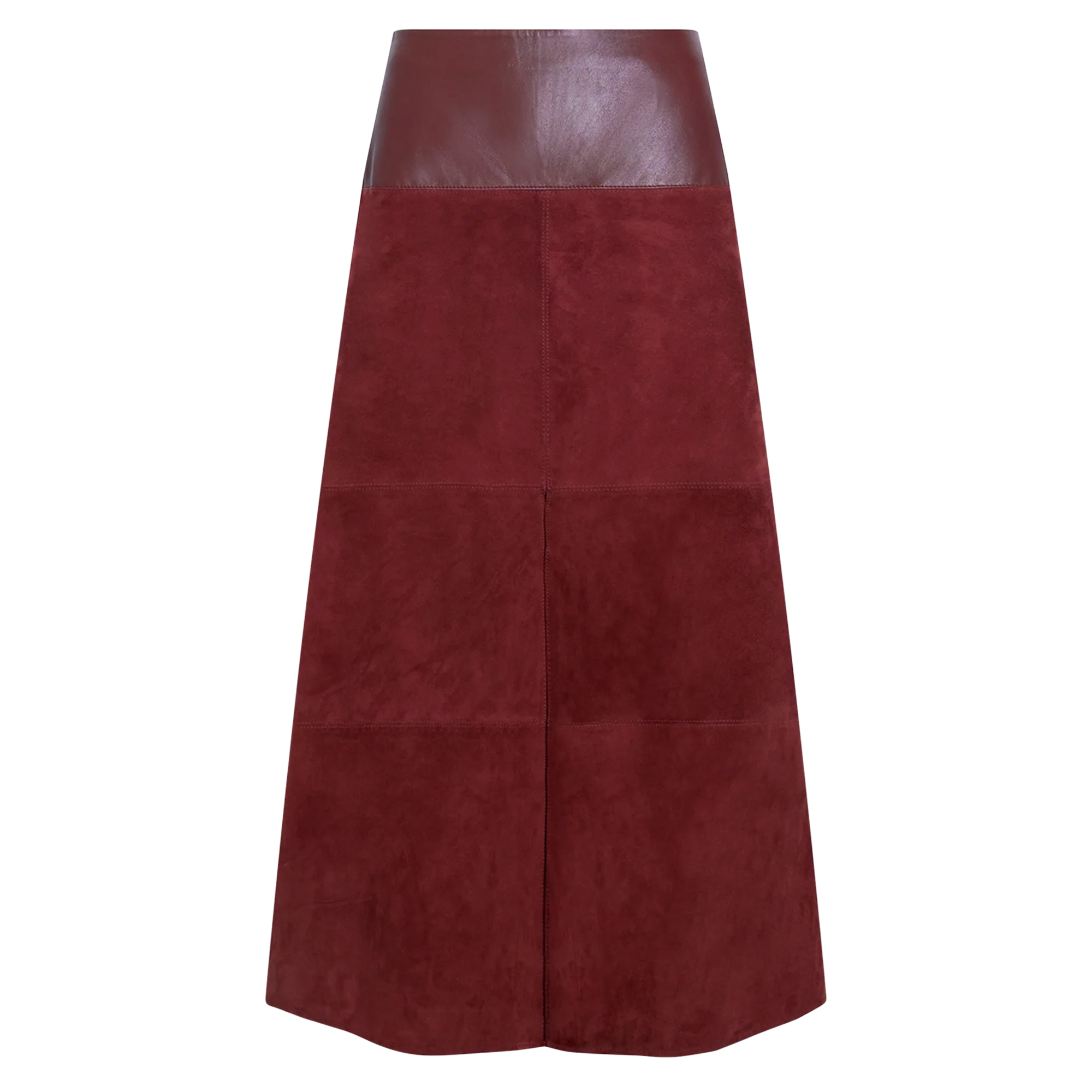 Hudson Suede Leather Combo Midi Skirt