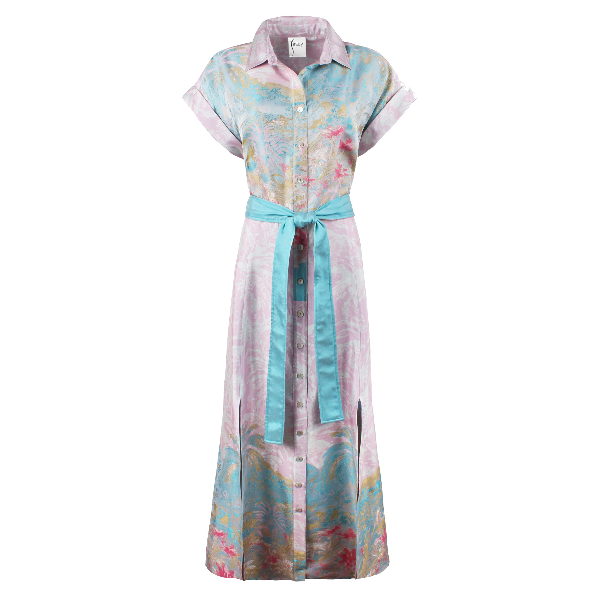 Chantal Short Sleeve Tie-Front Maxi Dress